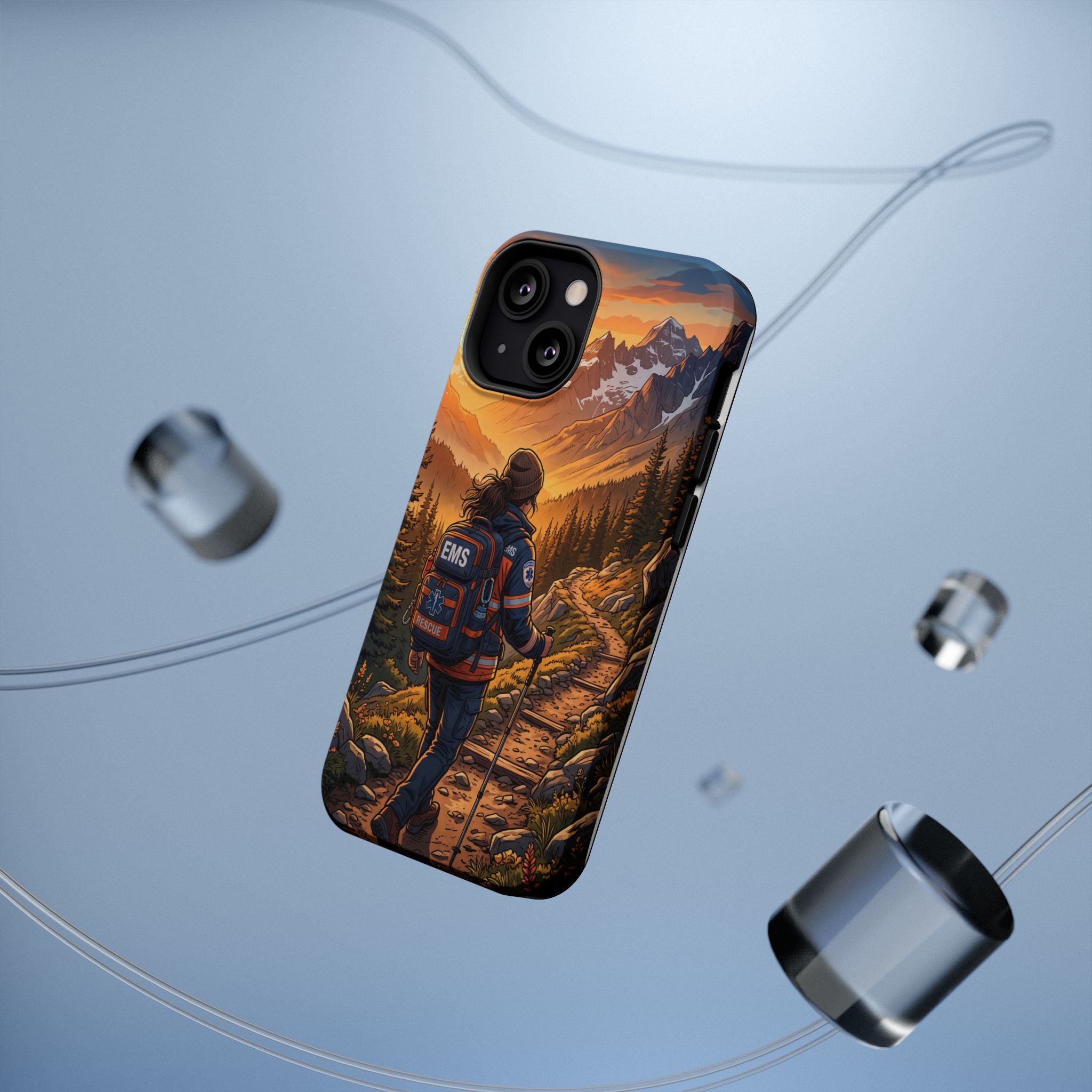 Paramedic/EMT Mountain Phone Case — Magnetic Wireless Charging Cover