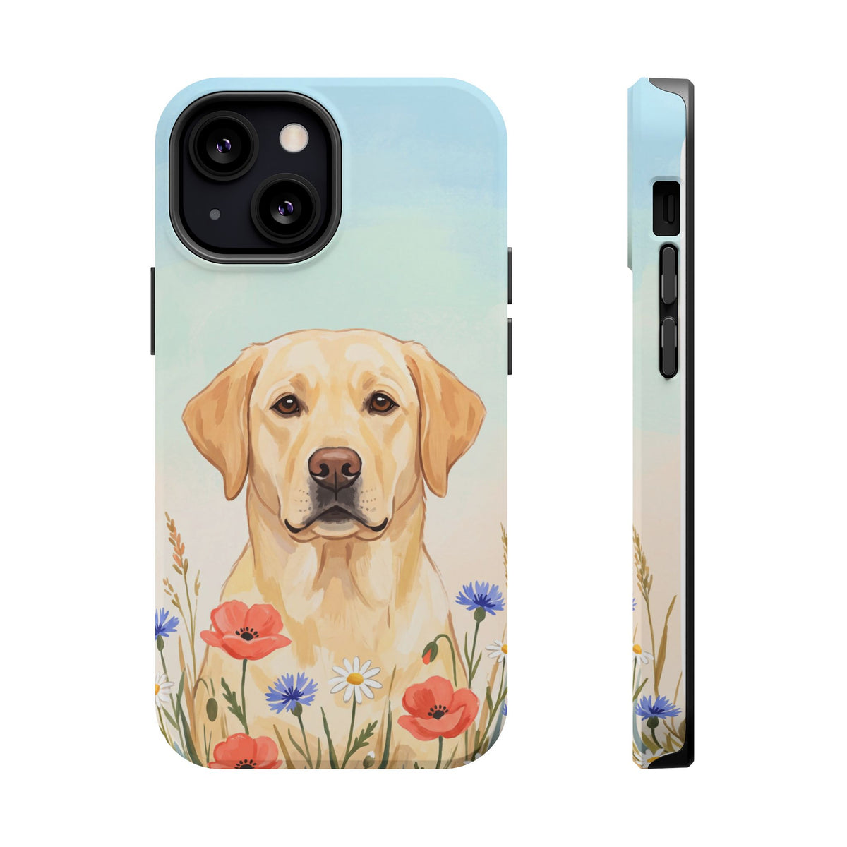 Labrador Wildflower Painting Phone Case — Tough Magnetic Case with Wireless Charging