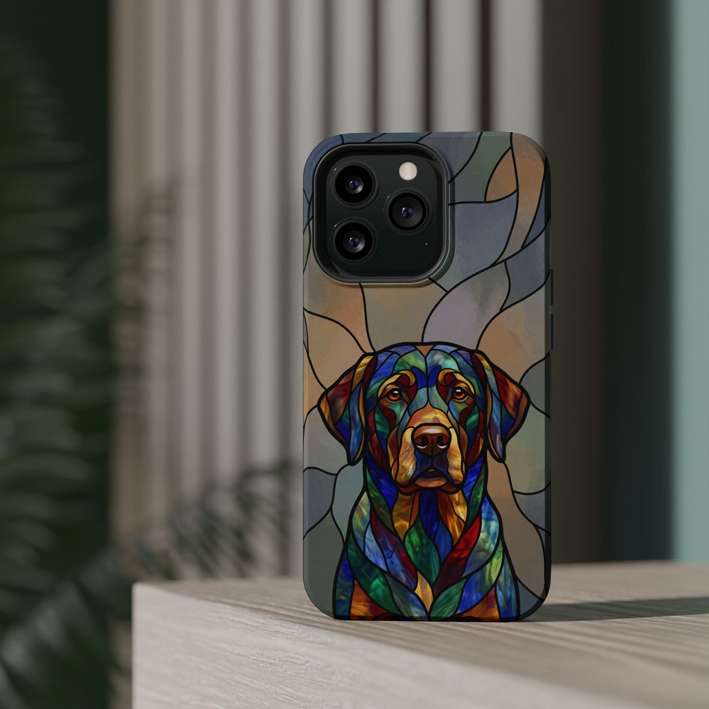 Stained Glass Labrador Phone Case — Tough Magnetic Case with Wireless Charging