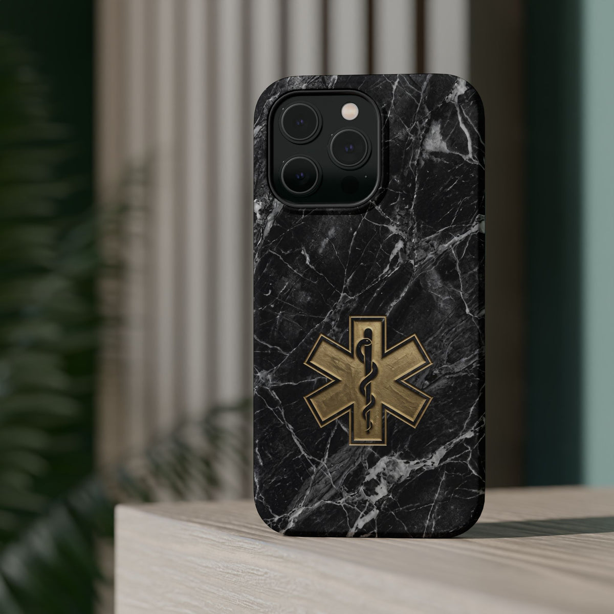 Paramedic/EMT Marble Phone Case — Magnetic Wireless Charging Cover