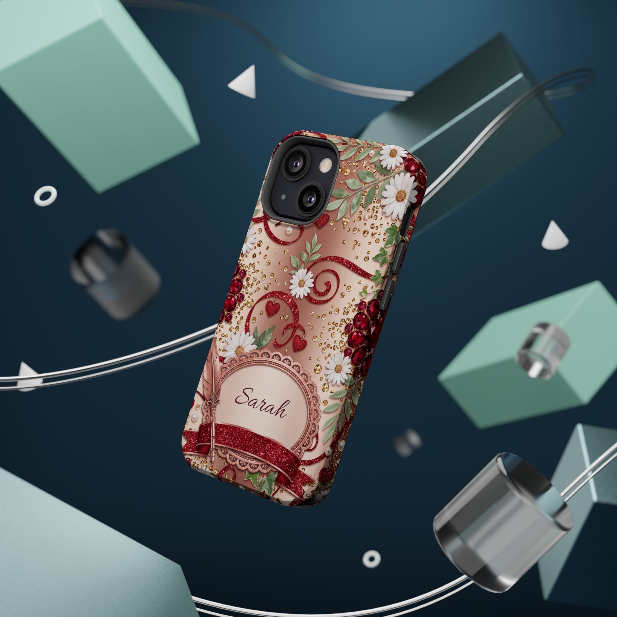 Personalized Vintage Floral Teacher Phone Case — Wireless Charging Cover