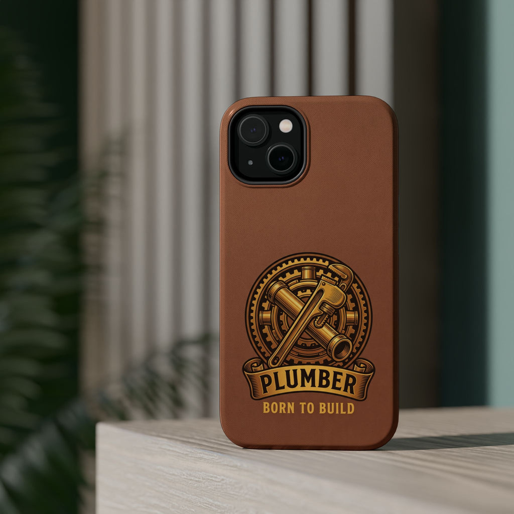 Plumber Born to Build Phone Case — Badge Wireless Charging Cover
