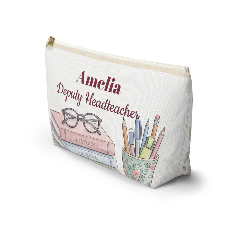 Personalized Teacher Gift Pouch – Custom Name Cosmetic Bag for Headteachers & Teachers