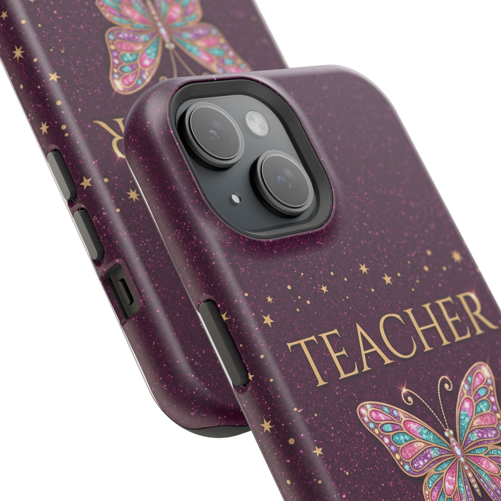 Teacher Life Glitter Butterfly Phone Case — Wireless Charging Cover