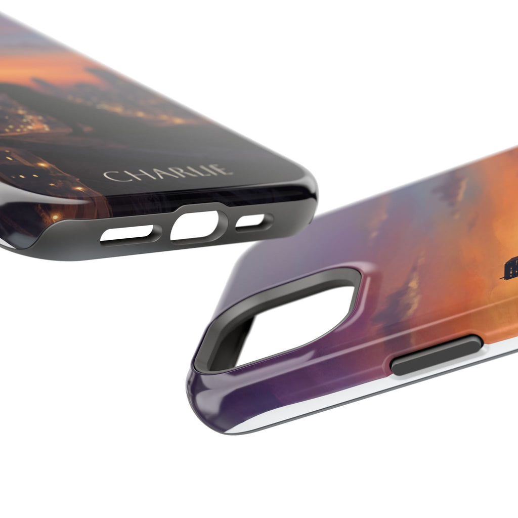 Personalized Golden Retriever City Skyline Phone Case — Wireless Charging Cover
