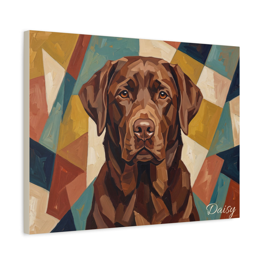 Chocolate Labrador Personalized Canvas | Mid-Century Geometric Wall Art
