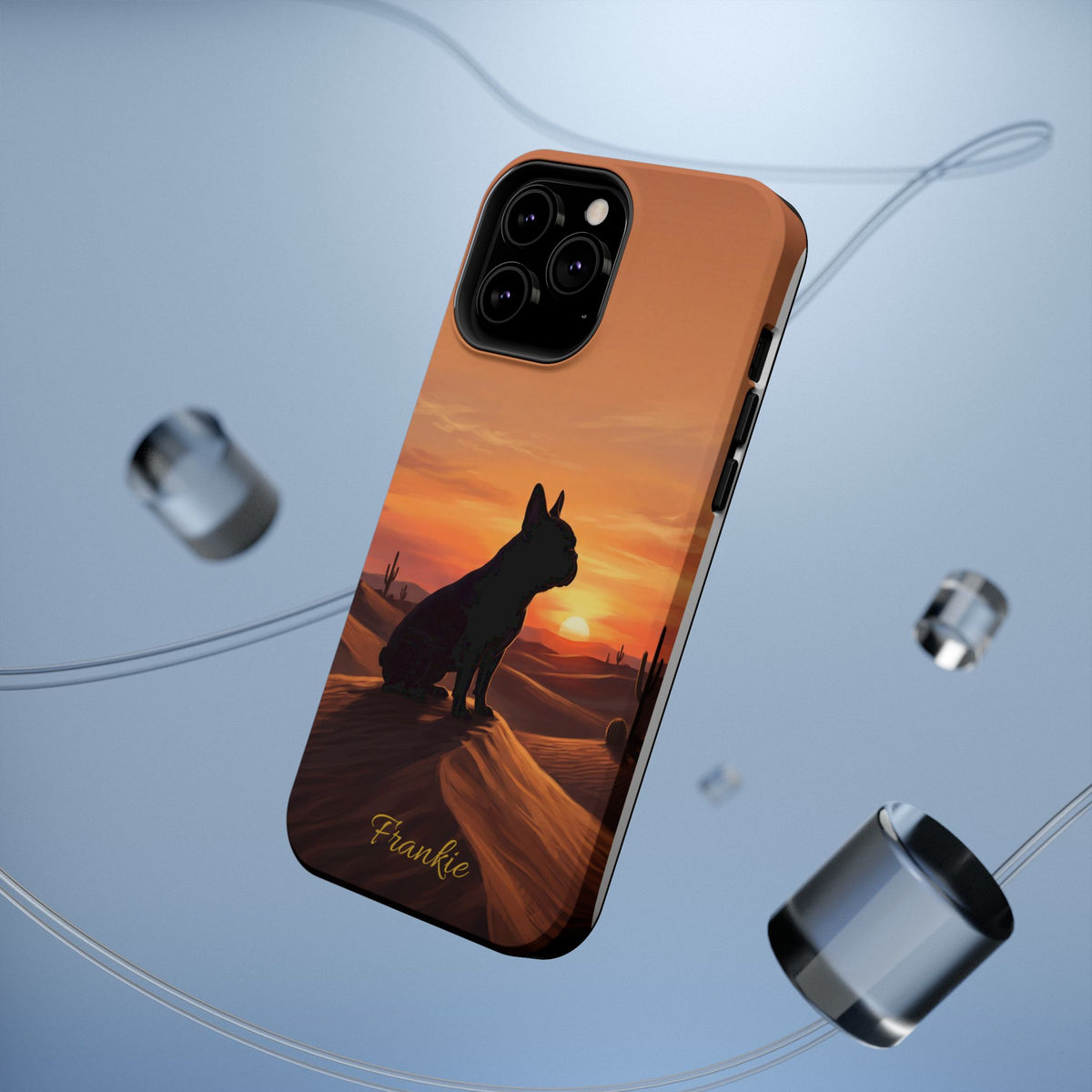 Personalized French Bulldog Desert Sunset Phone Case — Wireless Charging Cover
