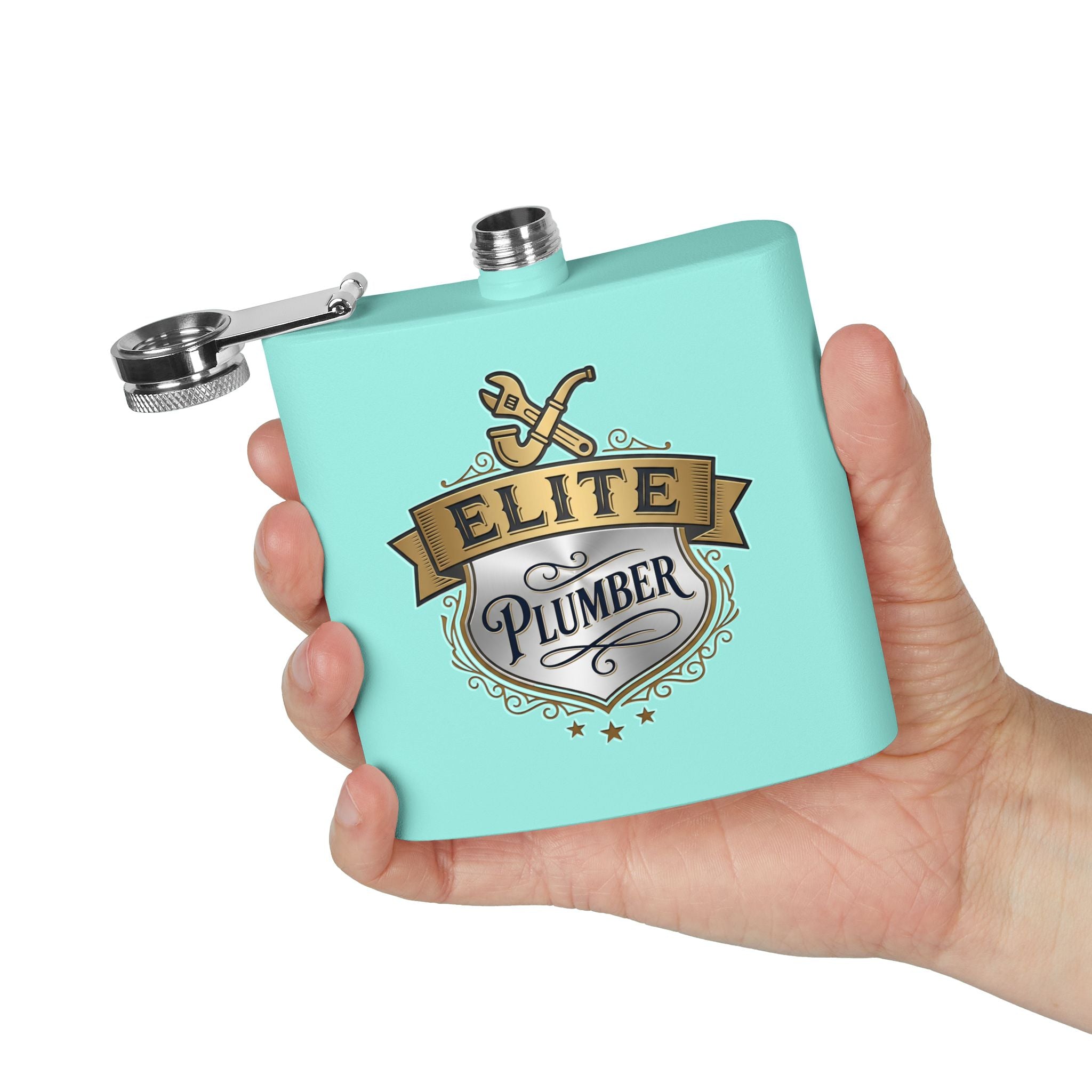 Flask — "Elite Plumber" 6oz Stainless Steel Hip Flask