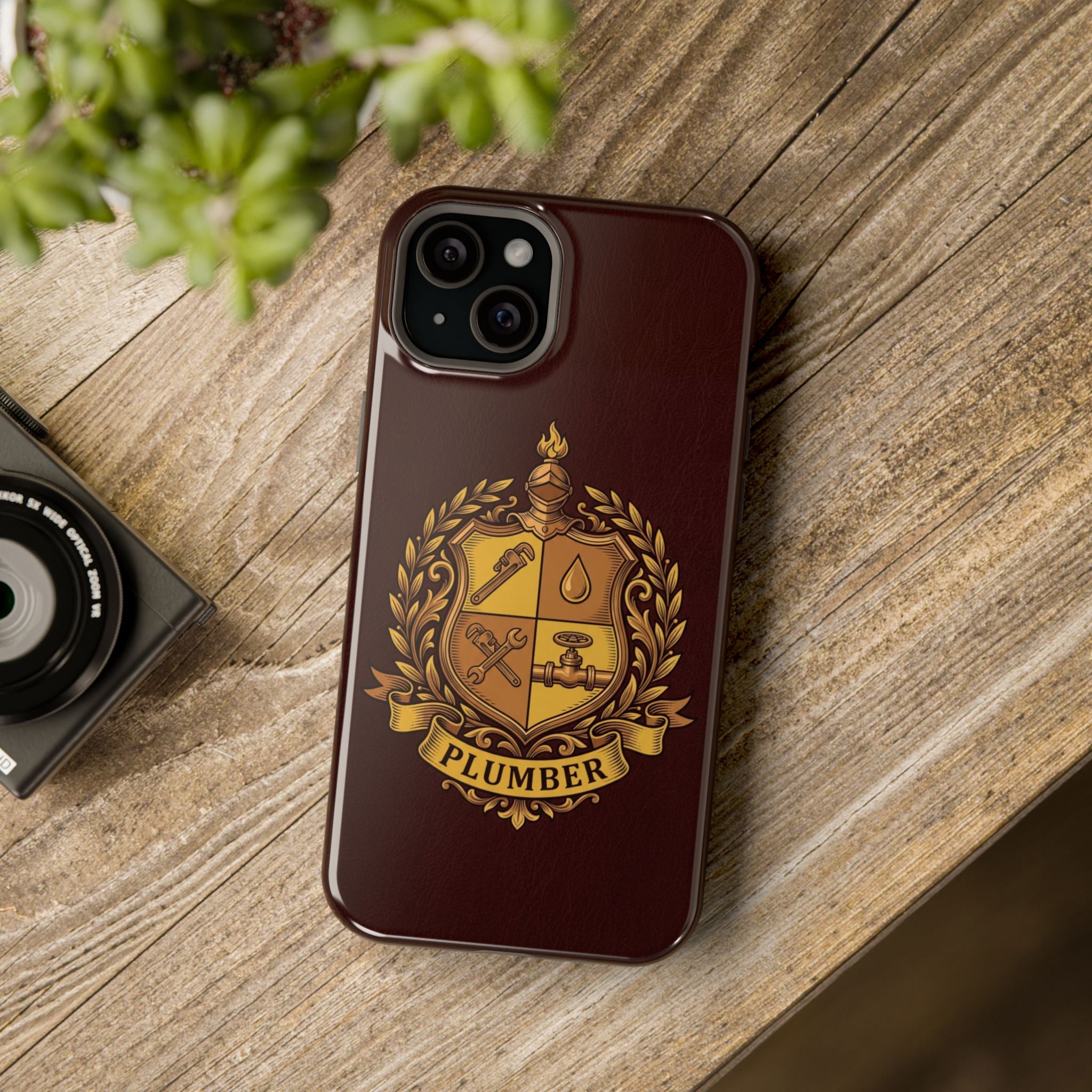 Plumber Crest Phone Case — Heraldic Shield Wireless Charging Cover