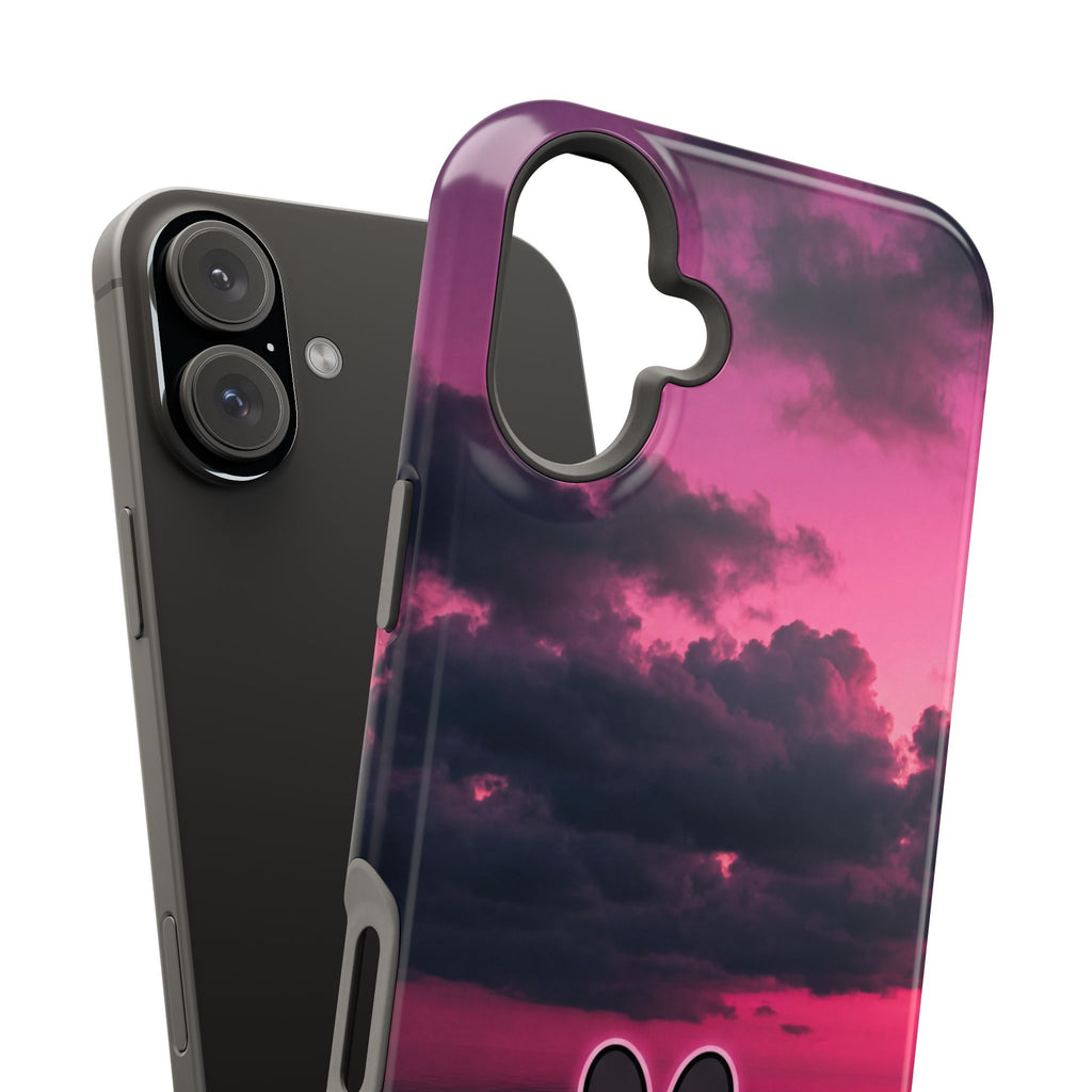 Pink Sky Paw Print Phone Case — Impact-Resistant Wireless Charging Cover