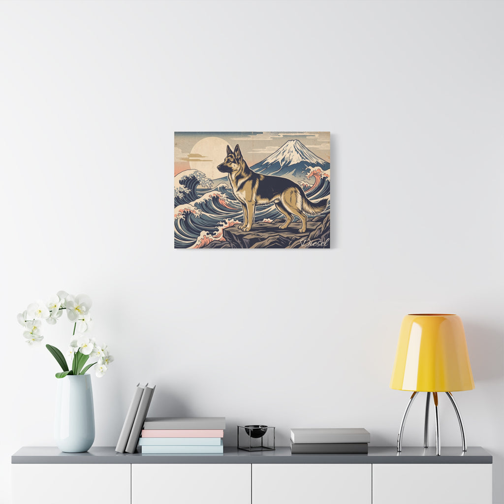 German Shepherd Personalized Canvas | Japanese Great Wave Ukiyo-e Wall Art