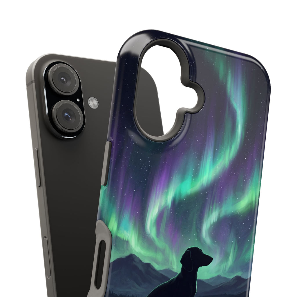 Personalized Dachshund Northern Lights Phone Case — Wireless Charging Cover