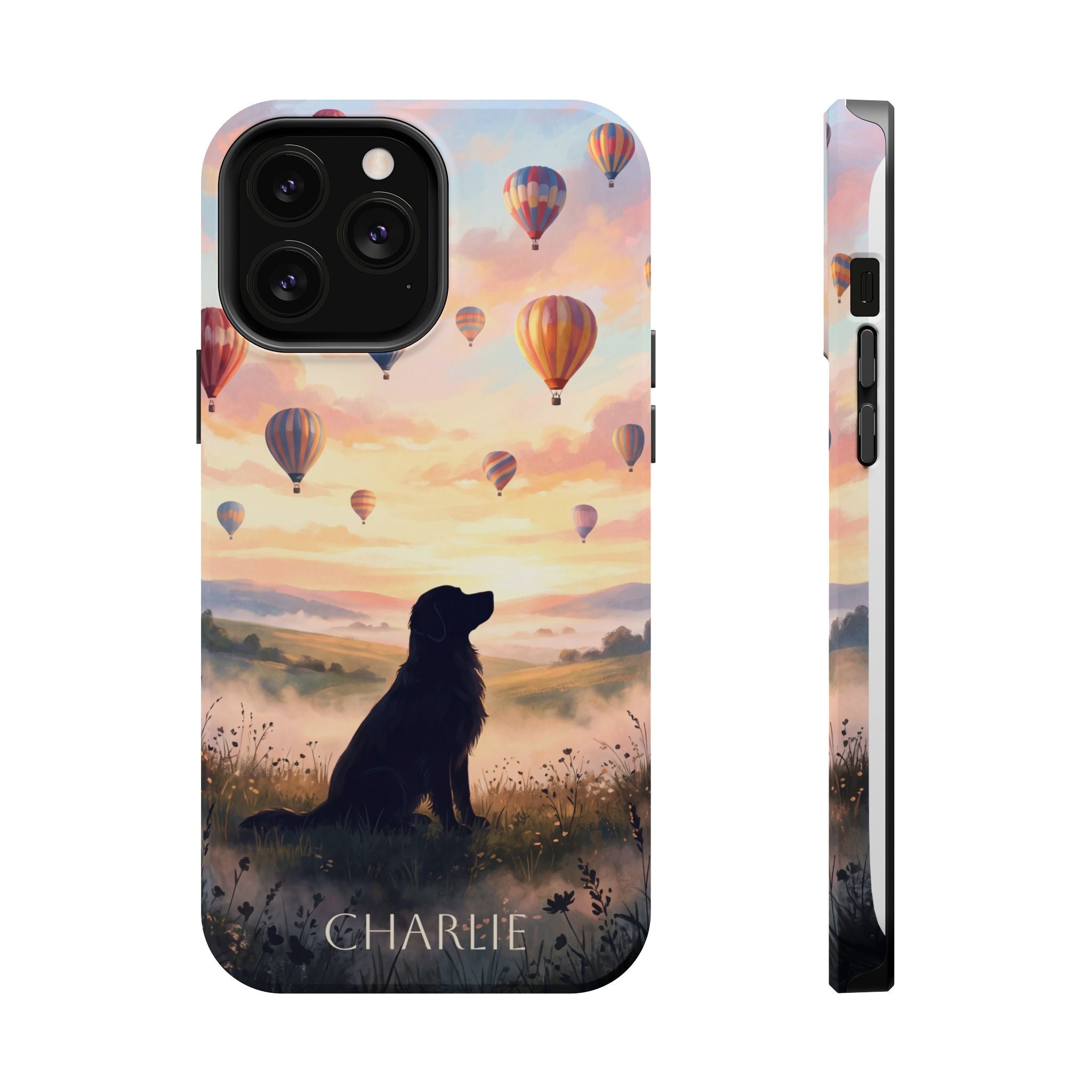 Personalized Golden Retriever Hot Air Balloon Phone Case — Wireless Charging Cover