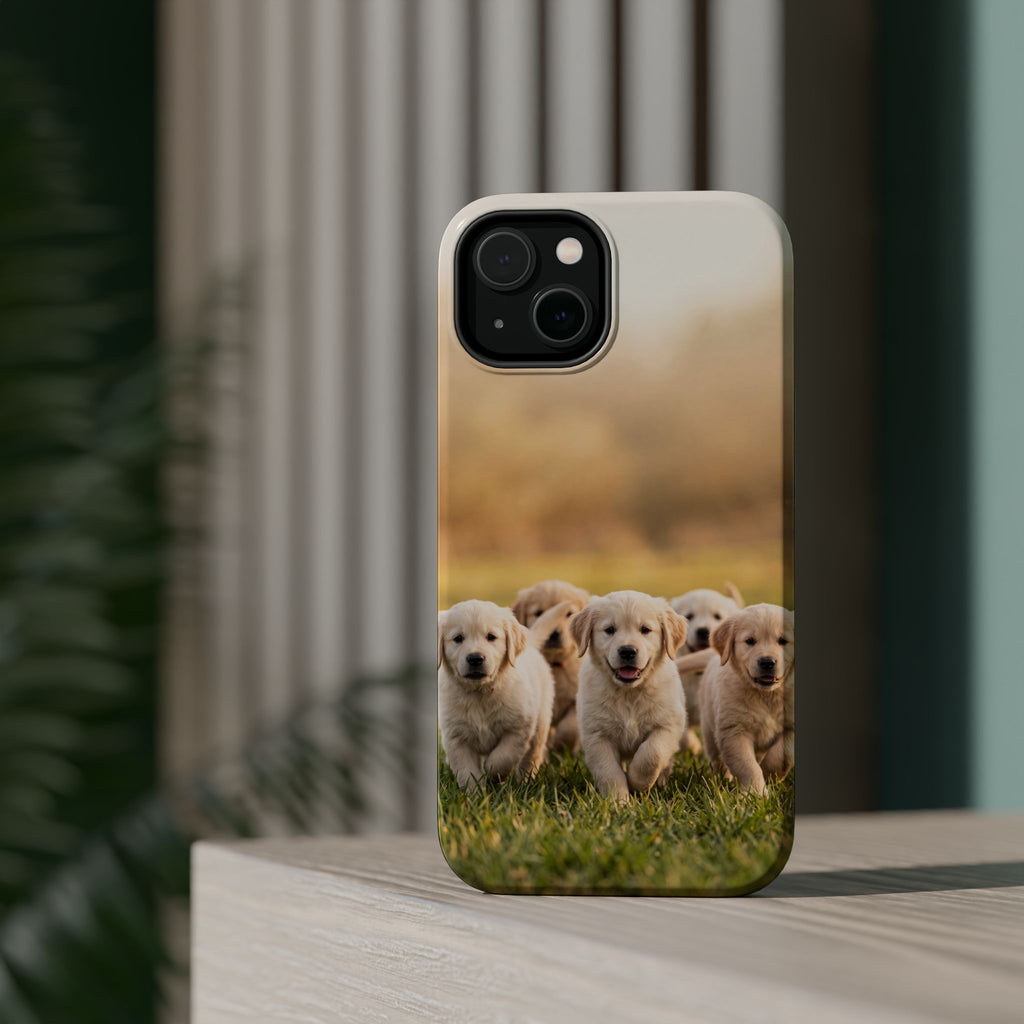 Golden Retriever Puppies Phone Case — Impact-Resistant Wireless Charging Cover