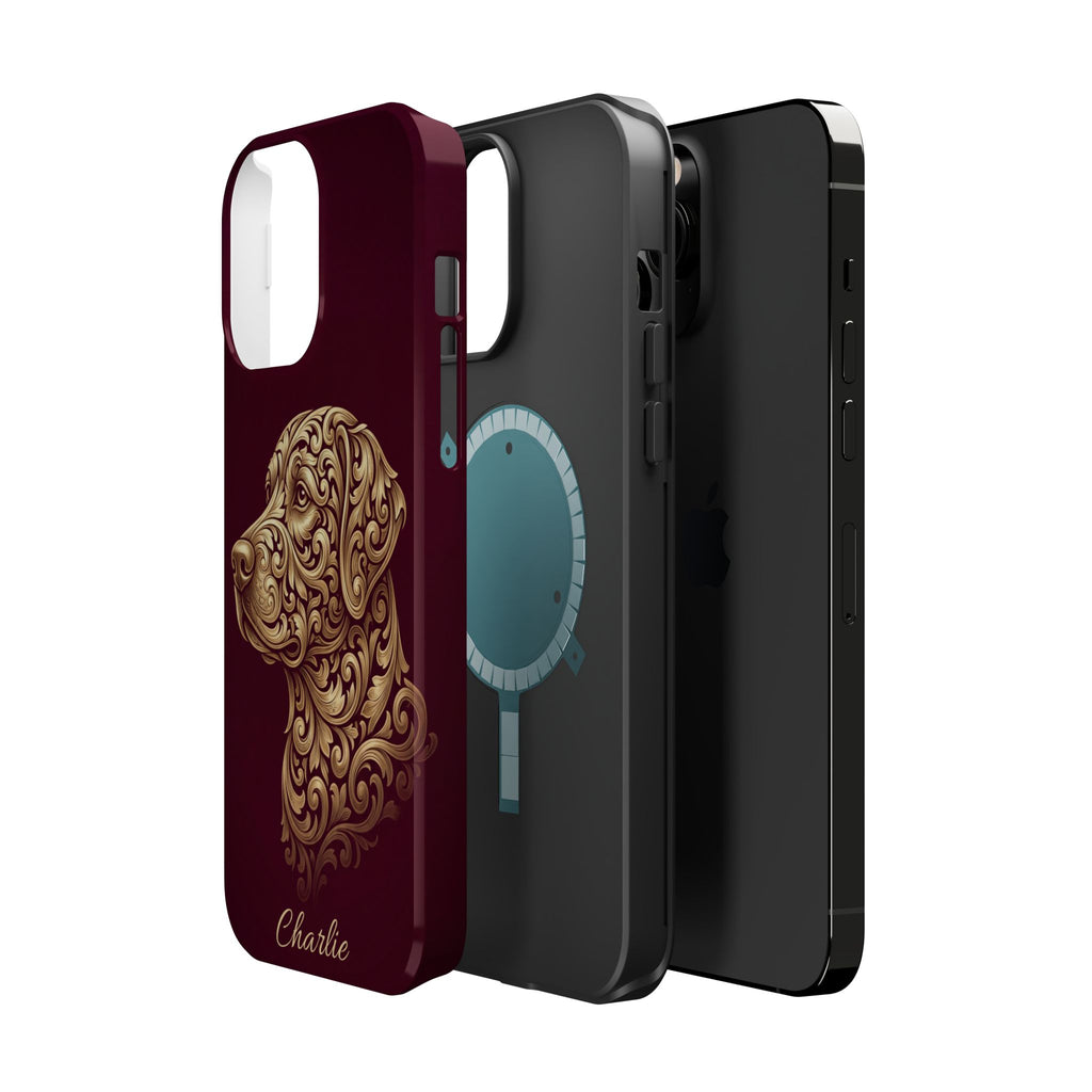 Personalized Gold Filigree Labrador Phone Case — Tough Magnetic Case with Wireless Charging