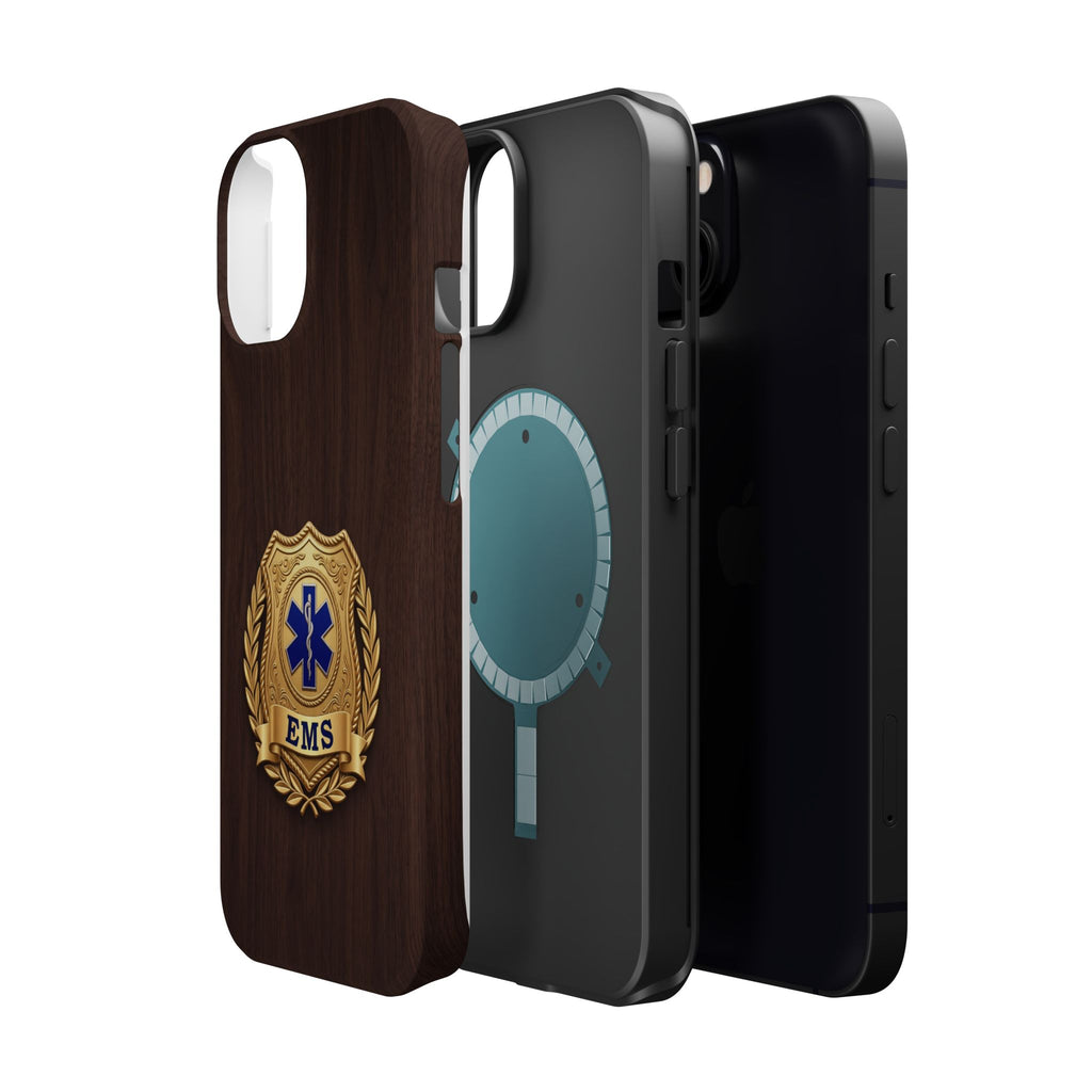 Gold EMS Laurel Badge Wood Phone Case — Magnetic Wireless Charging Cover