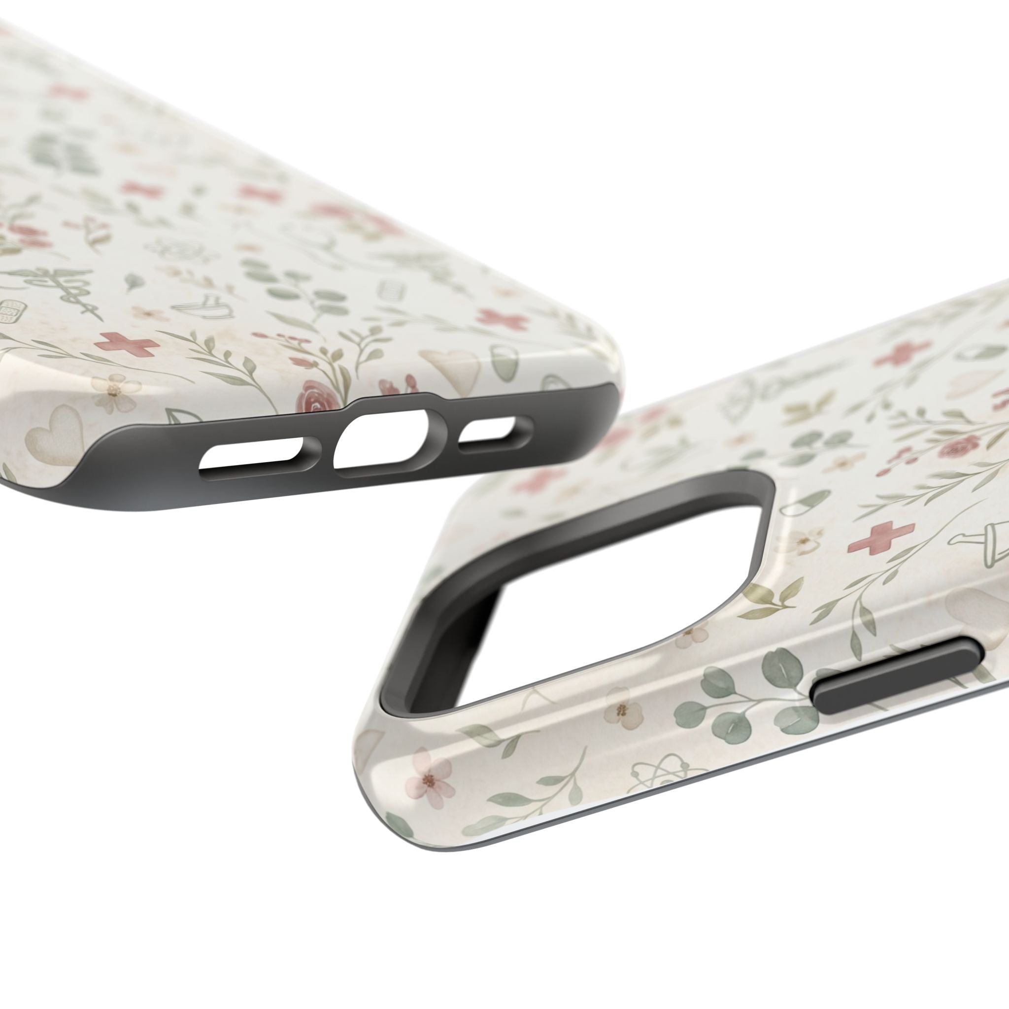 Floral Nurse Phone Case — Impact-Resistant Wireless Charging Cover
