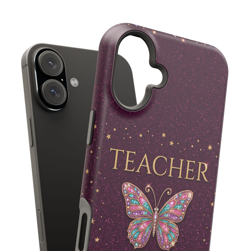 Teacher Life Glitter Butterfly Phone Case — Wireless Charging Cover