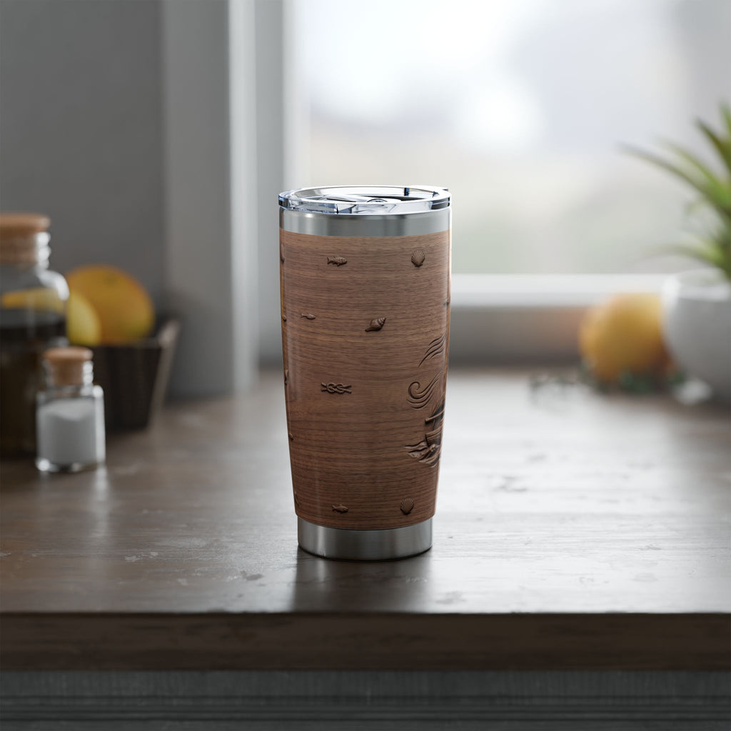 Sailing Tumbler | Carved Wood Art — 20 oz Stainless Travel Mug