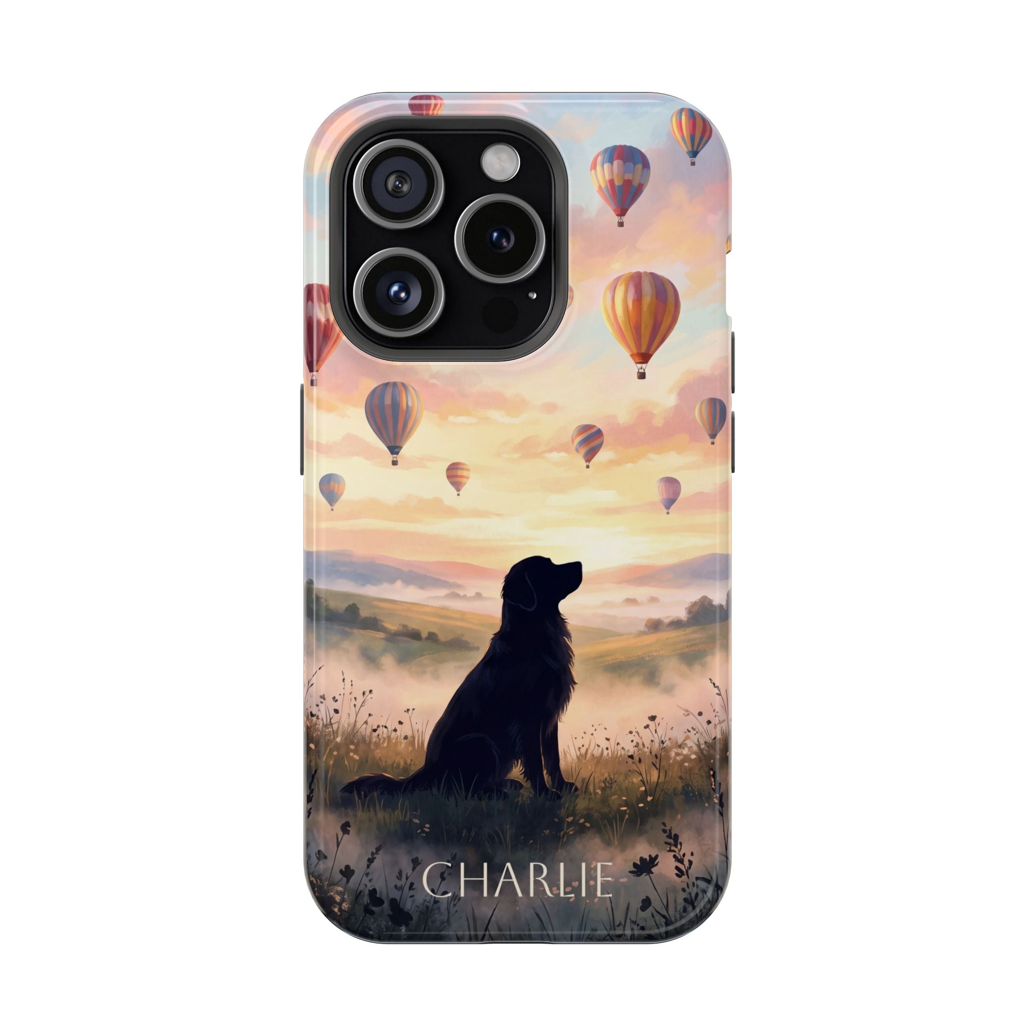 Personalized Golden Retriever Hot Air Balloon Phone Case — Wireless Charging Cover