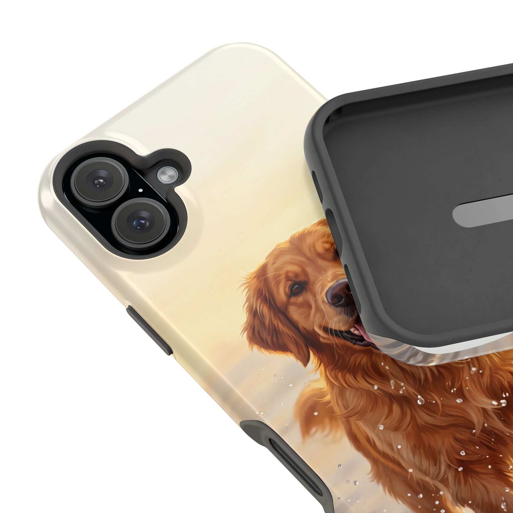 Beach Golden Retriever Phone Case — Impact-Resistant Wireless Charging Cover