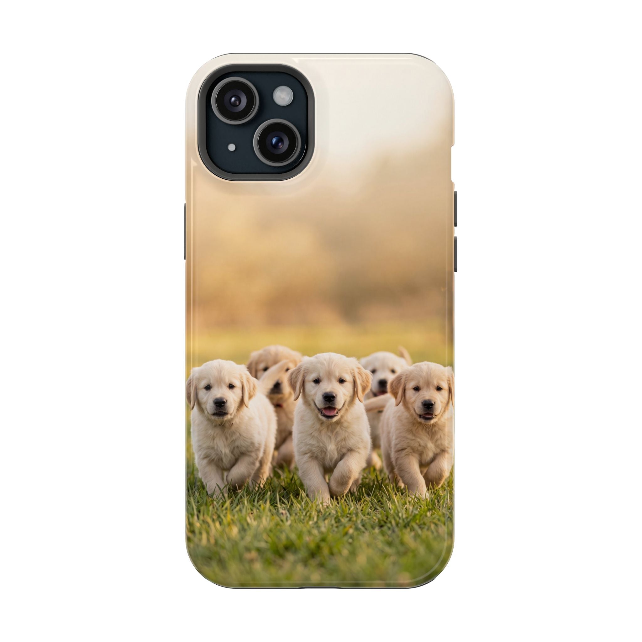 Golden Retriever Puppies Phone Case — Impact-Resistant Wireless Charging Cover