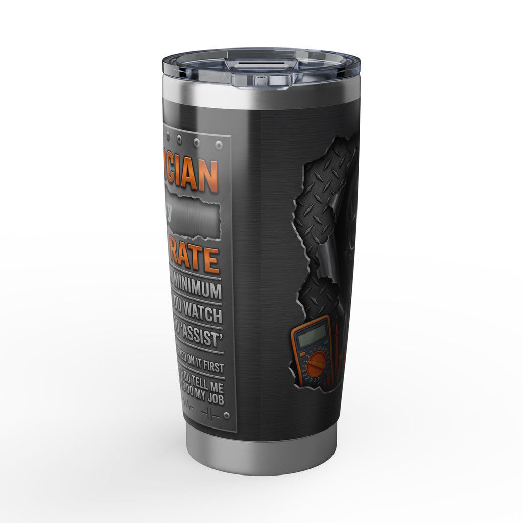 Personalized Electrician Hourly Rate Tumbler – Metallic Skull Design 20 oz