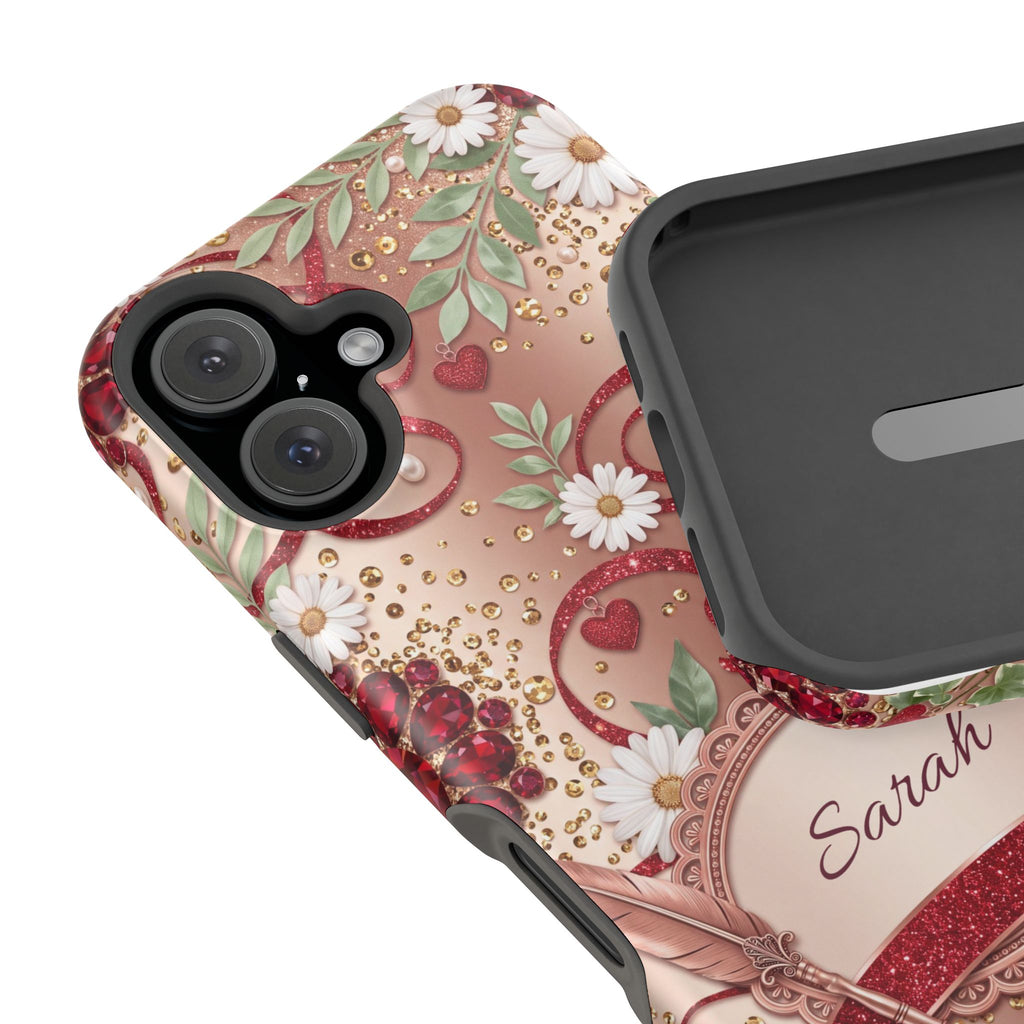 Personalized Vintage Floral Teacher Phone Case — Wireless Charging Cover