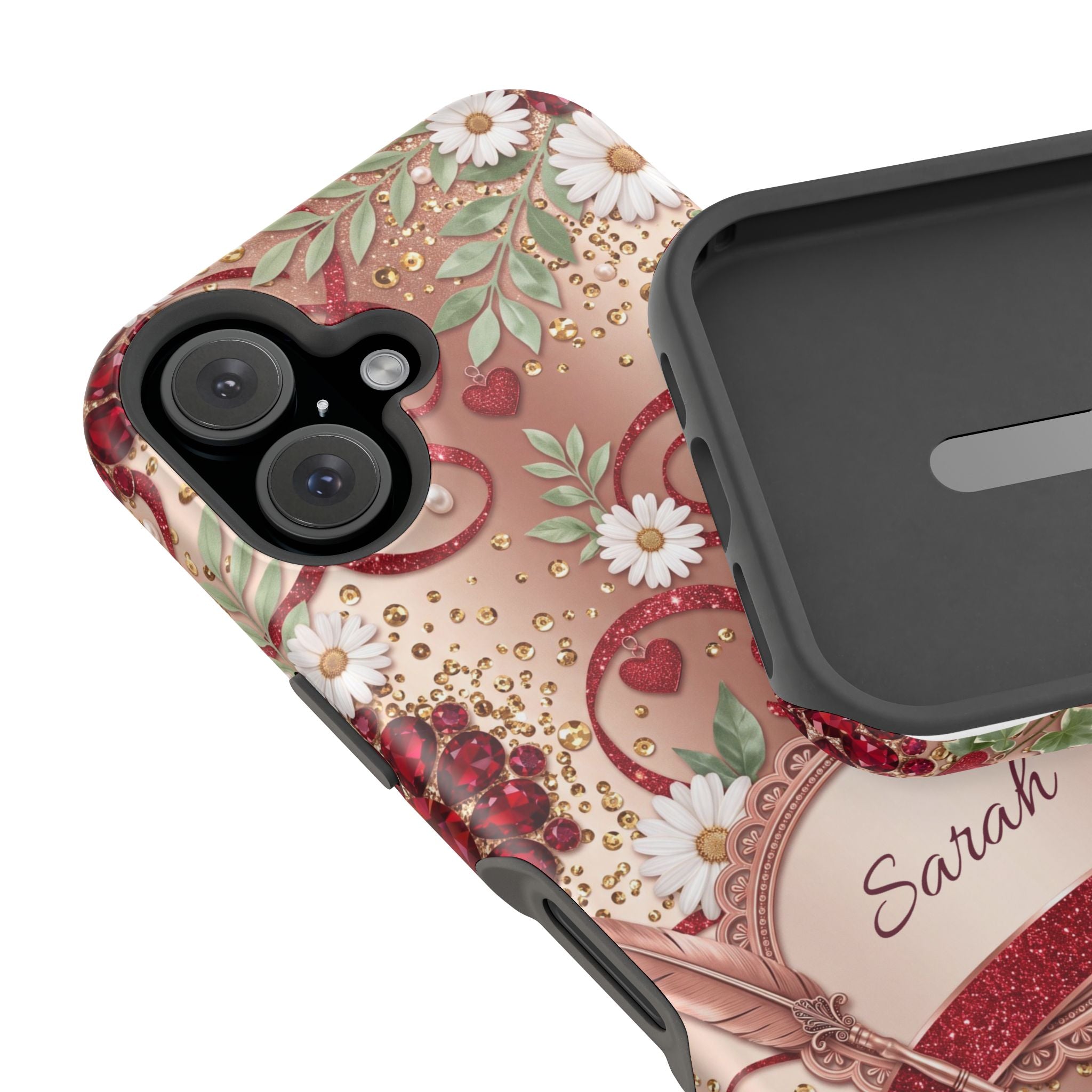 Personalized Vintage Floral Teacher Phone Case — Wireless Charging Cover