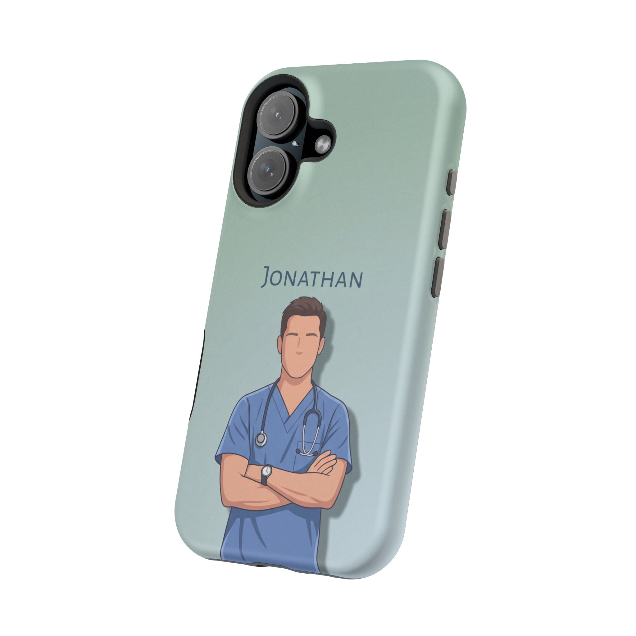 Personalized Nurse Portrait Phone Case — Impact-Resistant Wireless Charging Cover