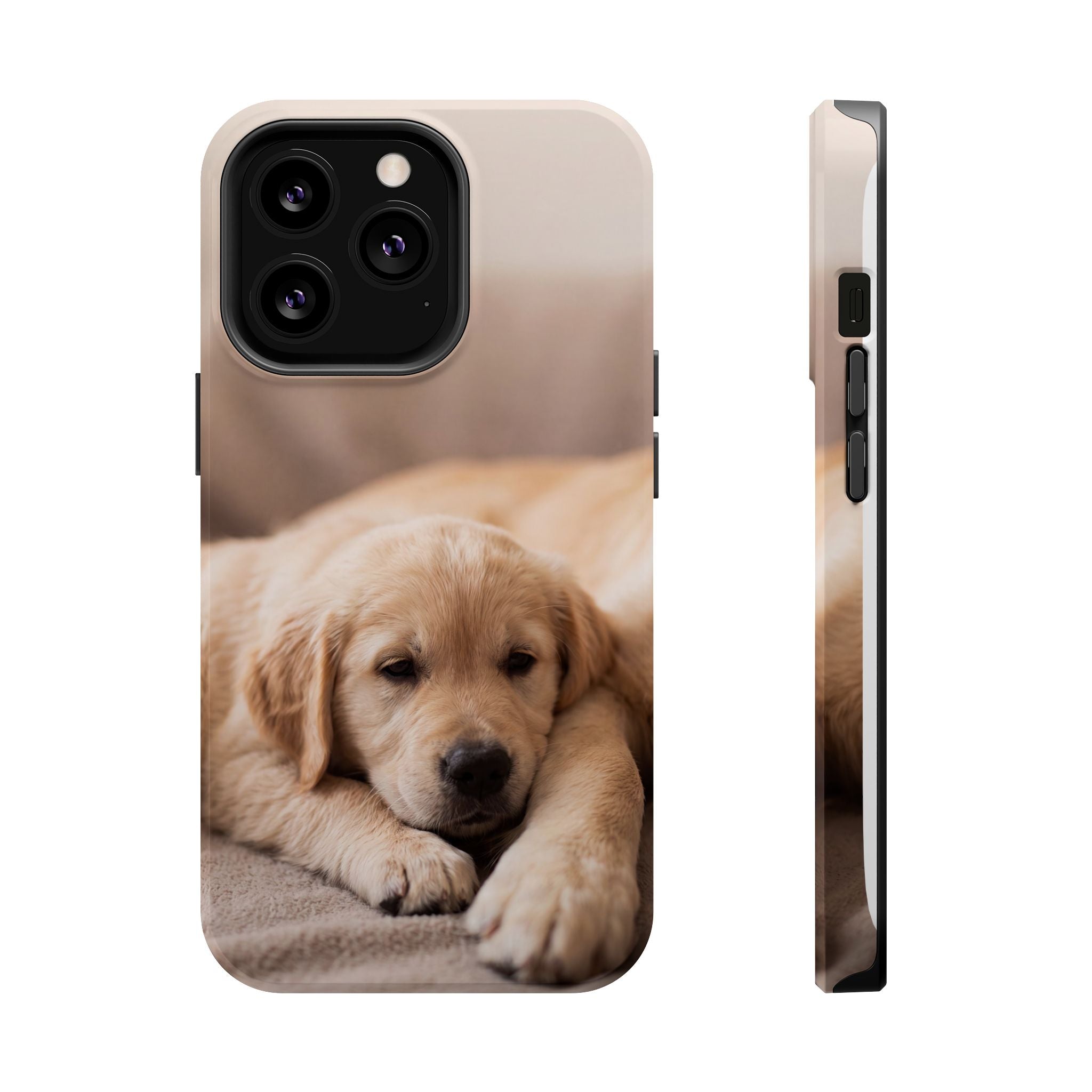 Golden Retriever Puppy Phone Case — Impact-Resistant Wireless Charging Cover