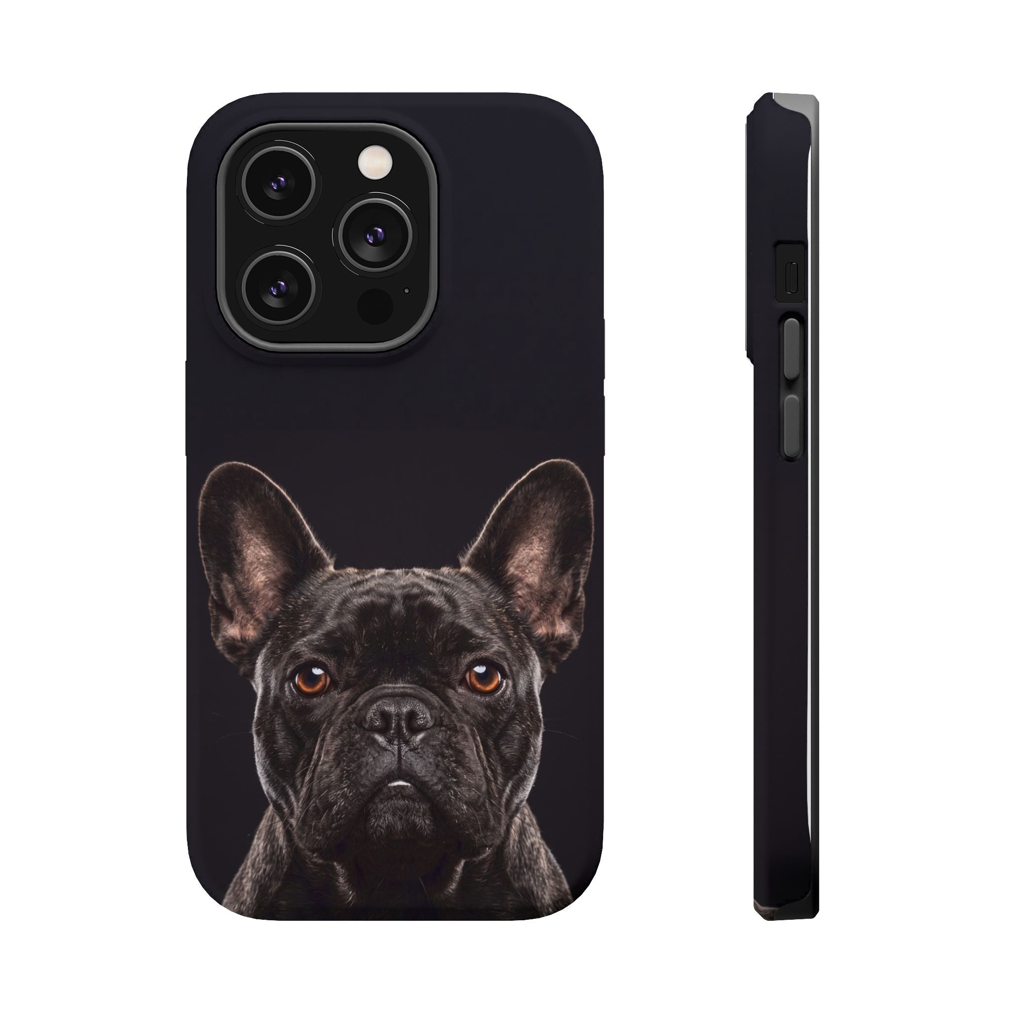 Black French Bulldog Phone Case — Impact-Resistant Wireless Charging Cover