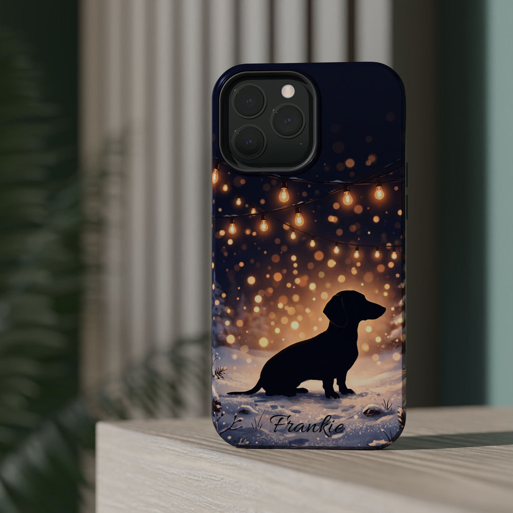 Personalized Dachshund Golden Sparks Phone Case — Wireless Charging Cover