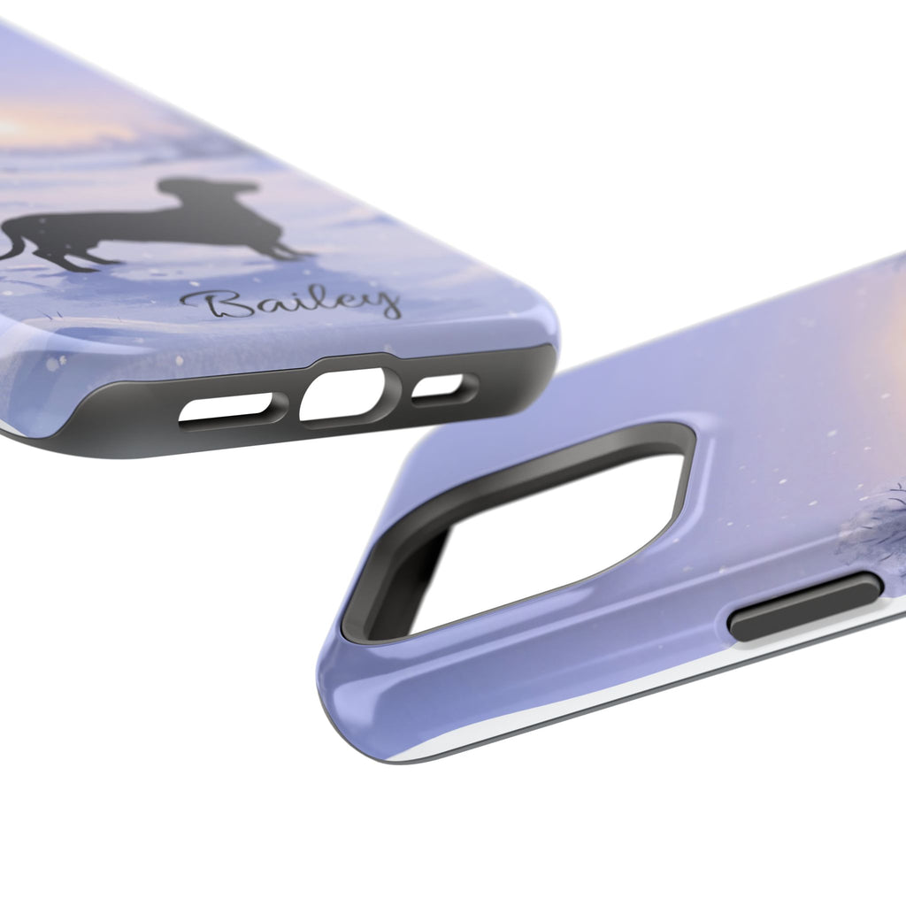 Personalized Dachshund Winter Snow Phone Case — Wireless Charging Cover