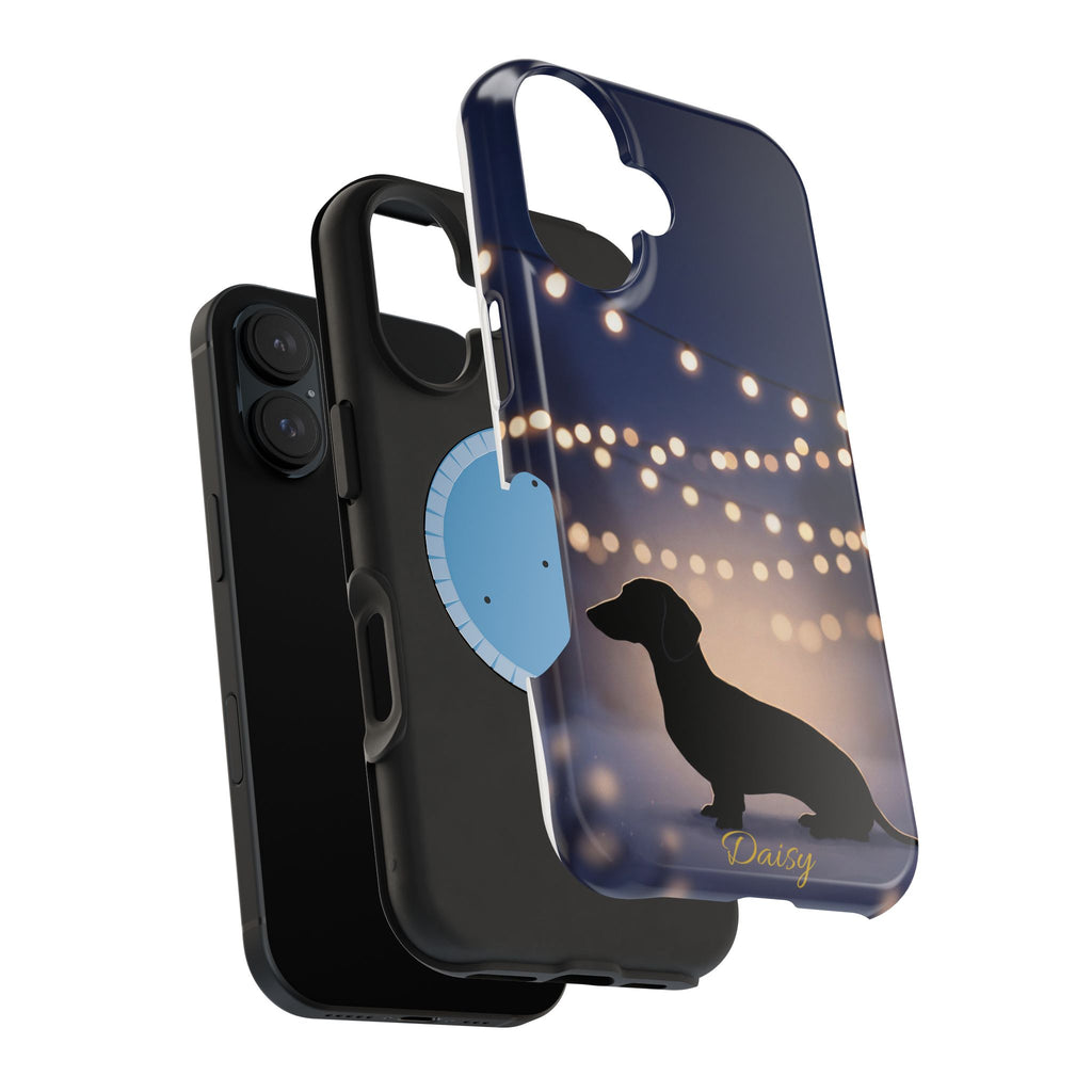 Personalized Dachshund Fairy Lights Phone Case — Wireless Charging Cover