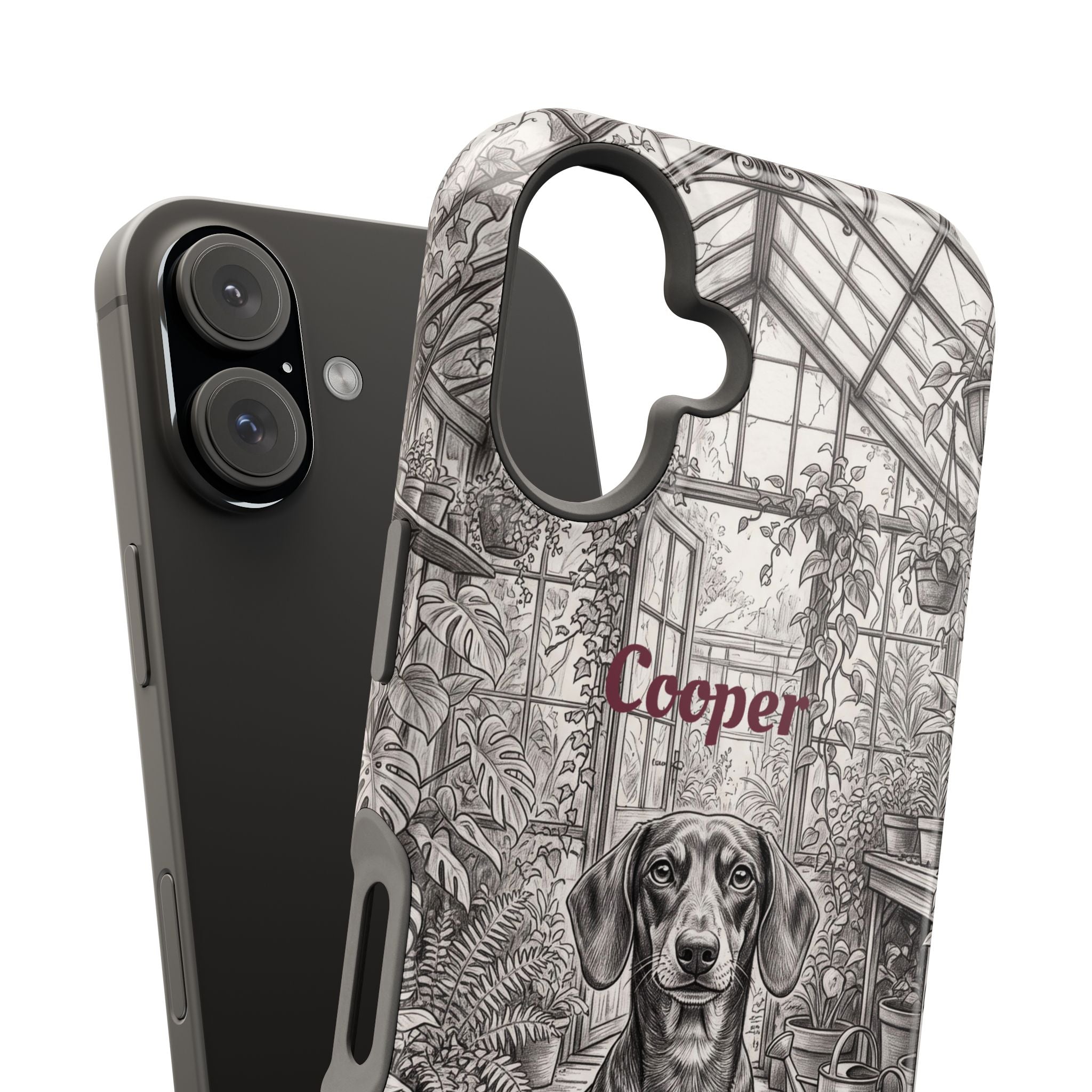 Personalized Dachshund Vintage Greenhouse Phone Case — Wireless Charging Cover