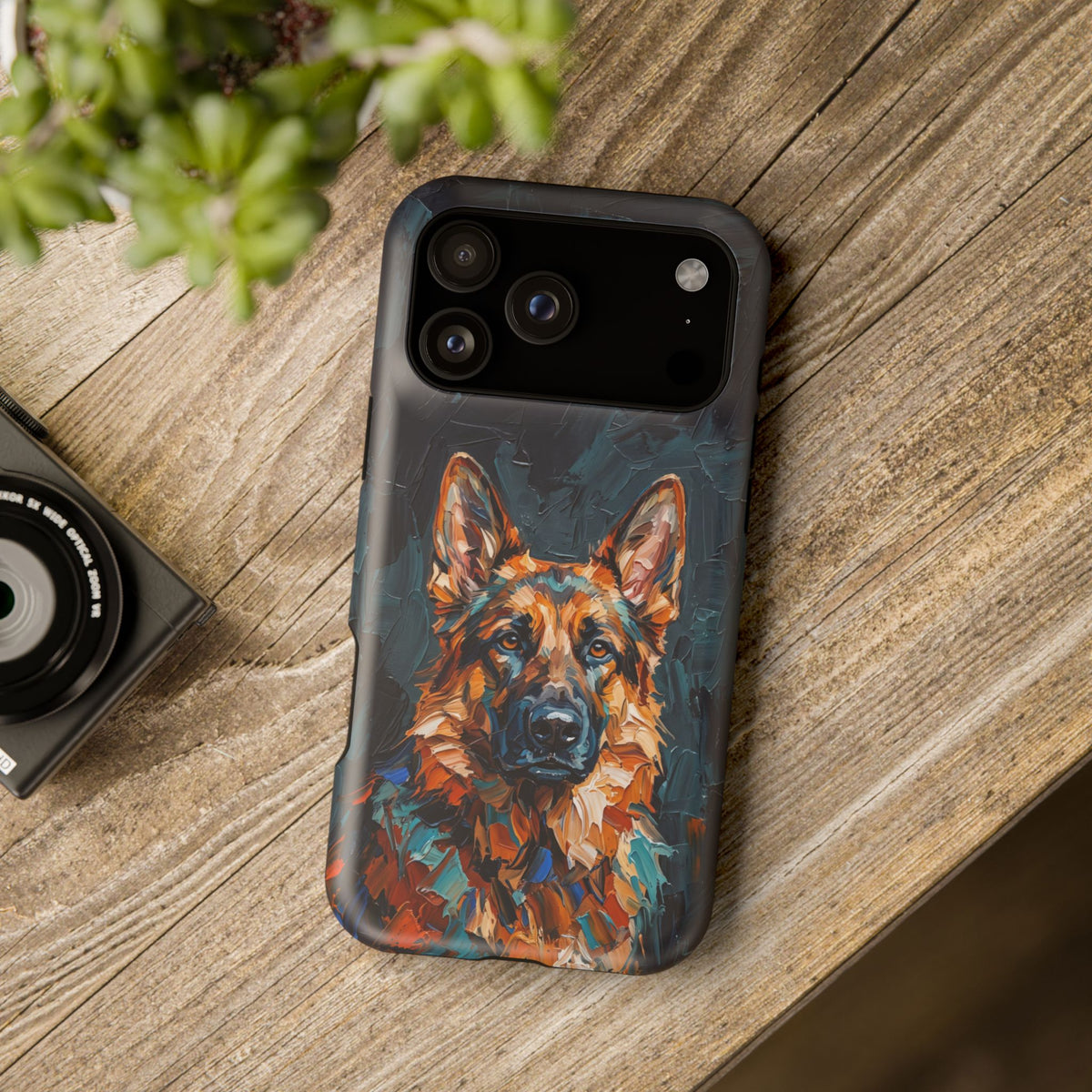 German Shepherd Phone Case | Palette Knife Painting Art — Tough Magnetic Case with Wireless Charging