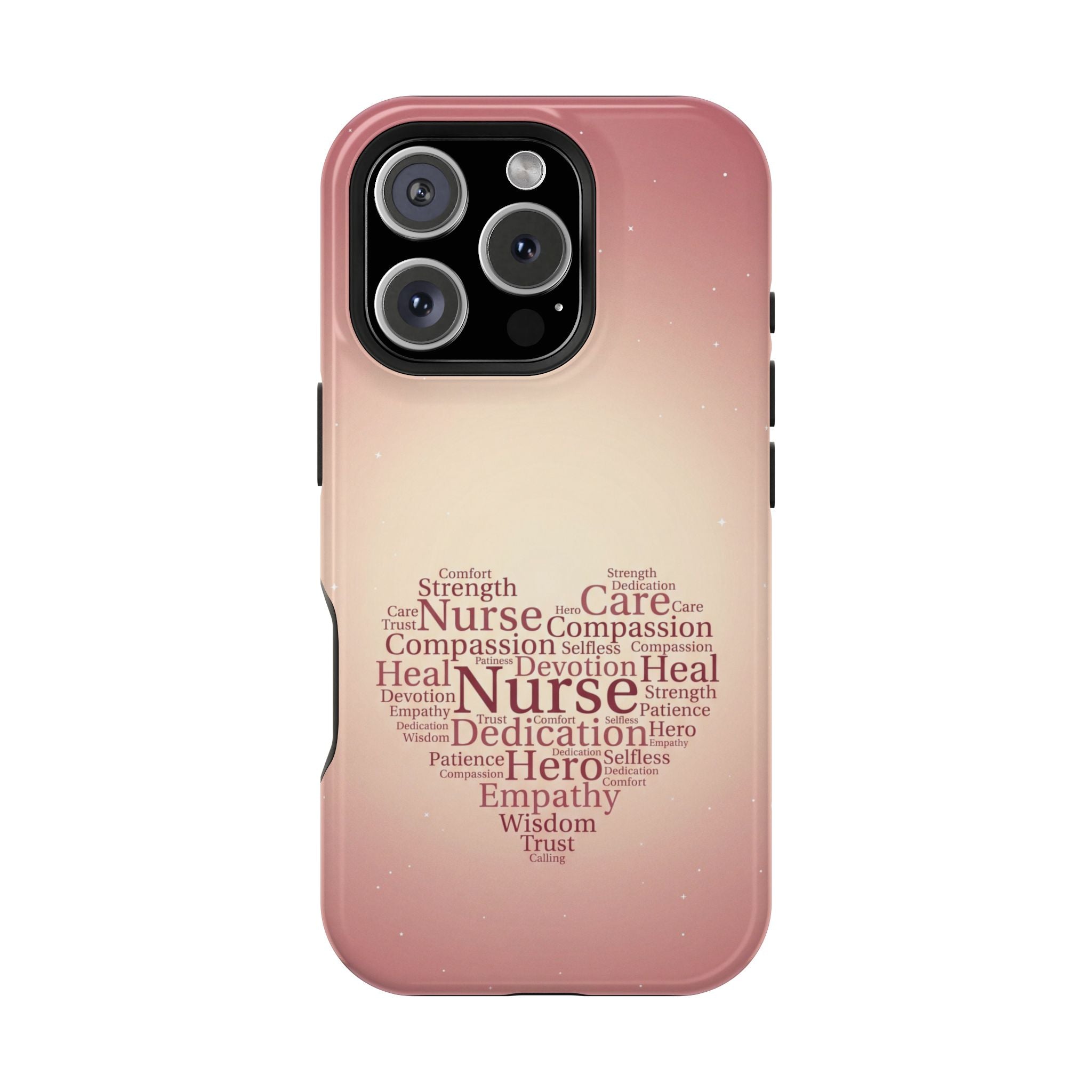 Nurse Heart Word Art Phone Case — Impact-Resistant Wireless Charging Cover