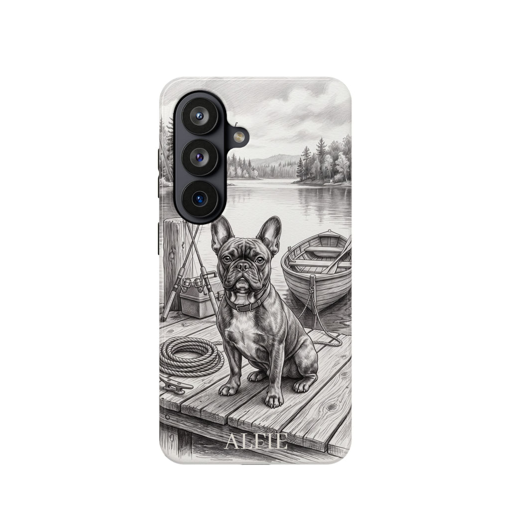 Personalized French Bulldog Lakeside Dock Phone Case — Wireless Charging Cover