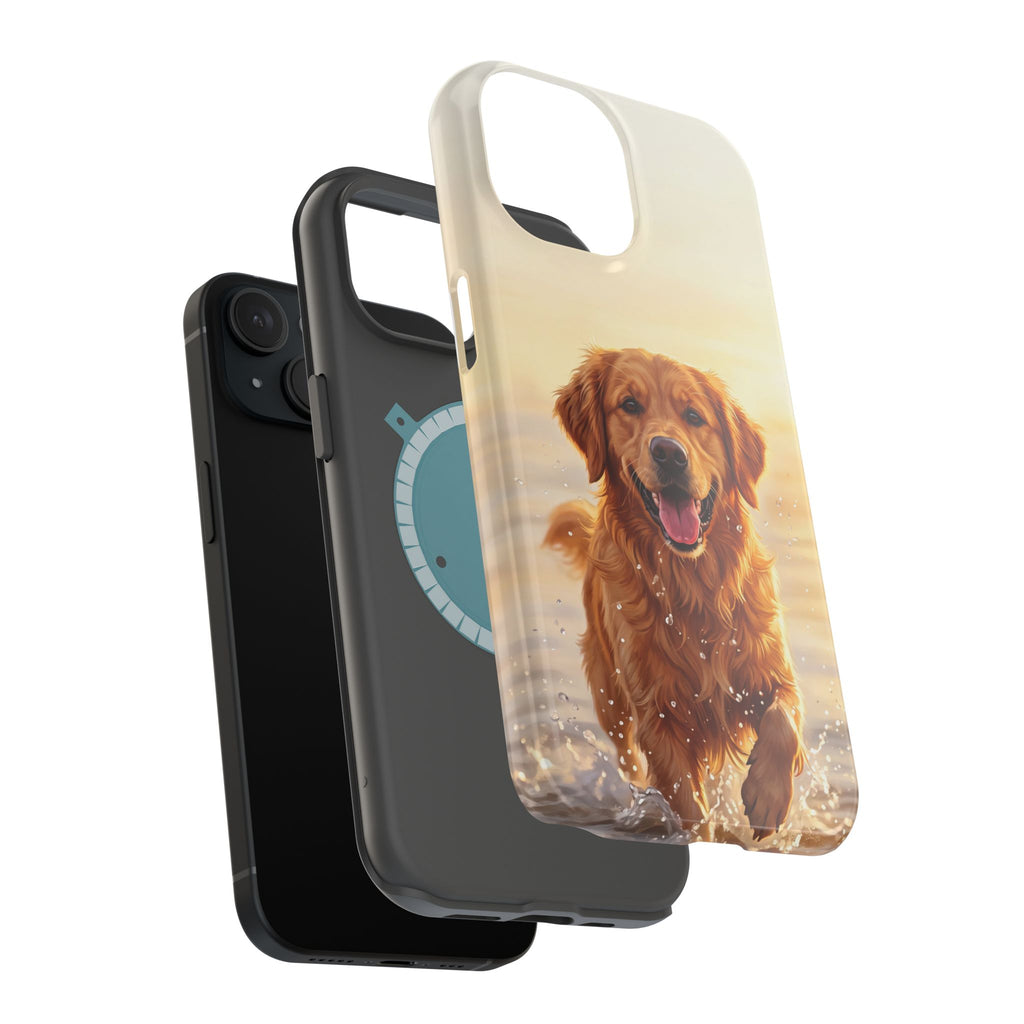Beach Golden Retriever Phone Case — Impact-Resistant Wireless Charging Cover