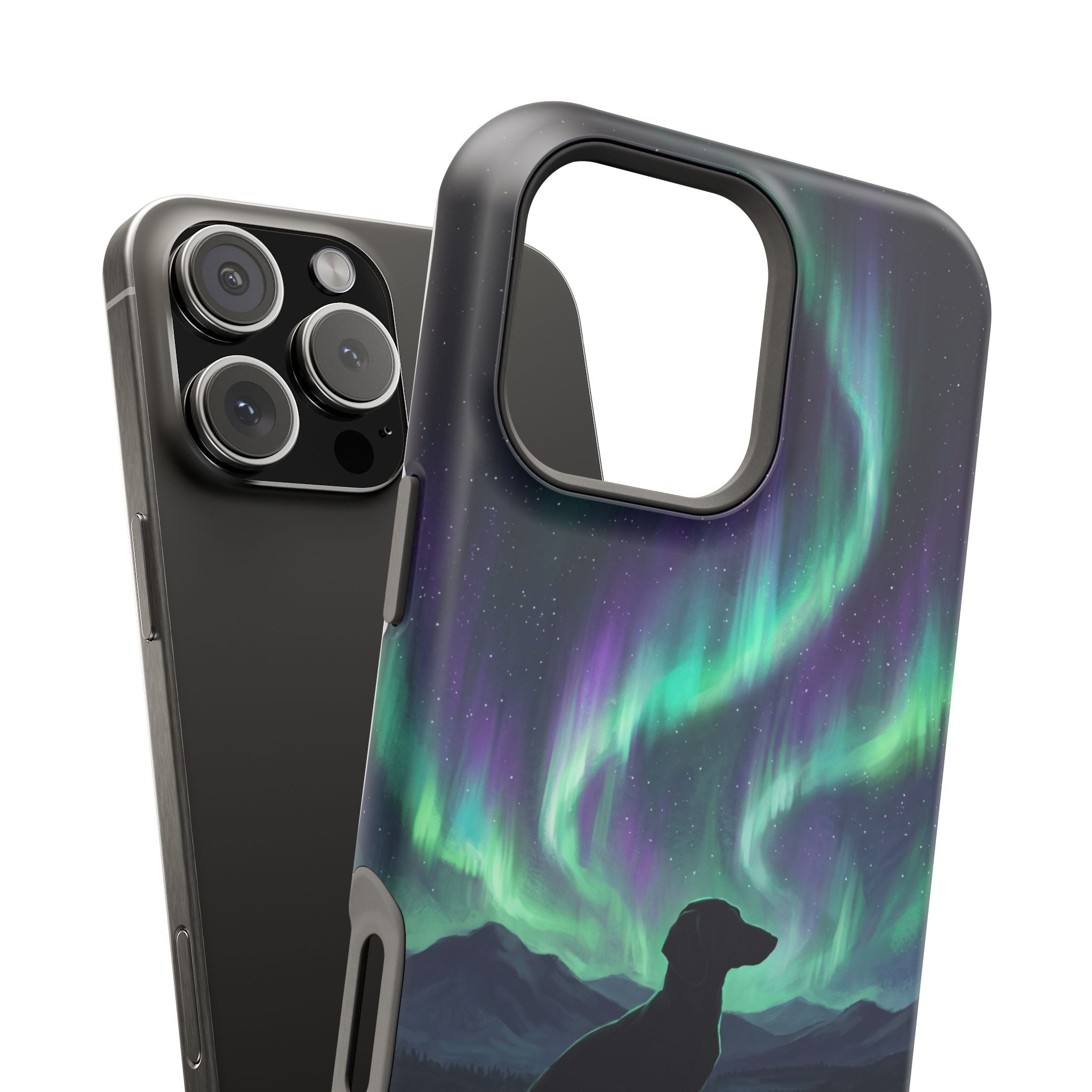 Personalized Dachshund Northern Lights Phone Case — Wireless Charging Cover