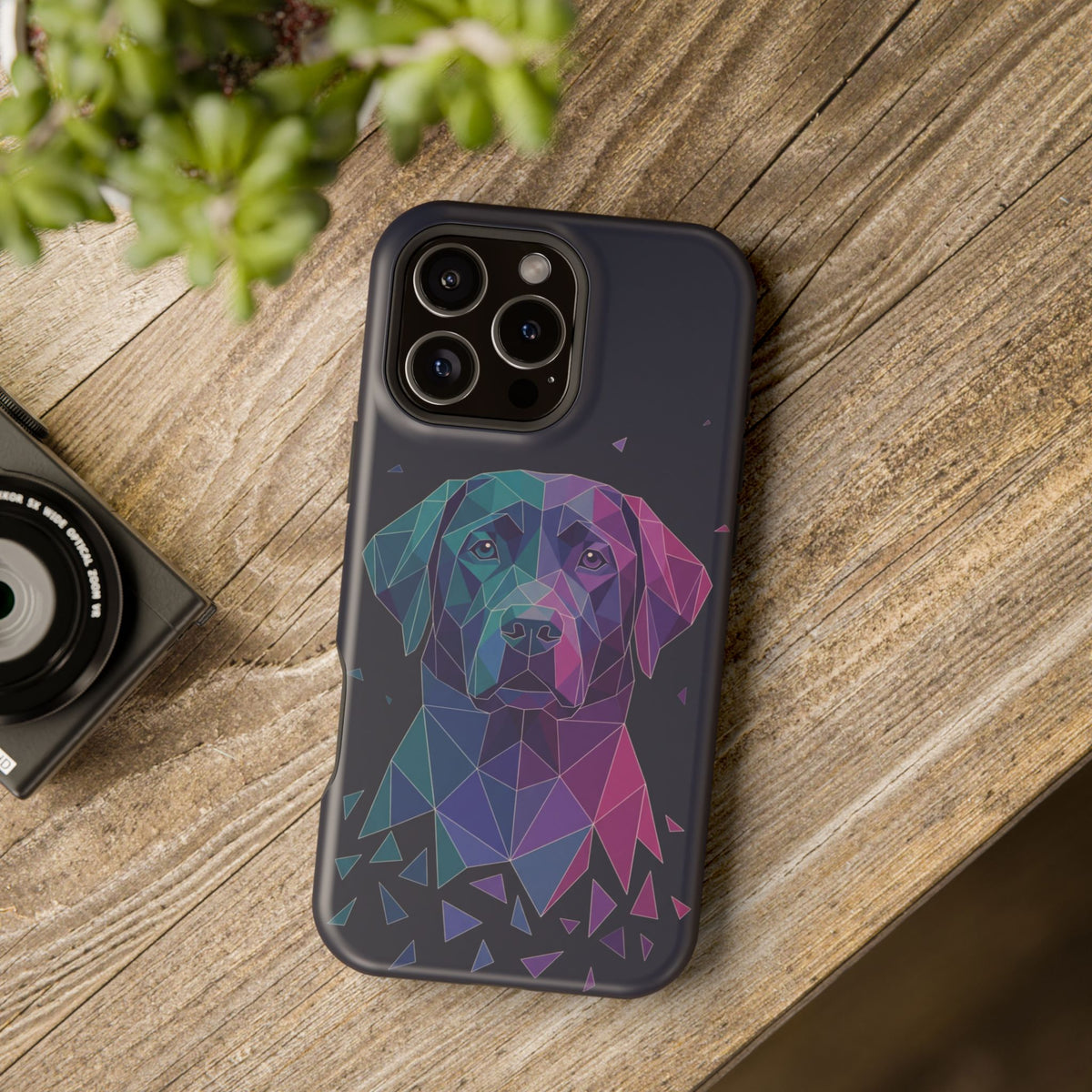 Geometric Labrador Phone Case — Tough Magnetic Case with Wireless Charging