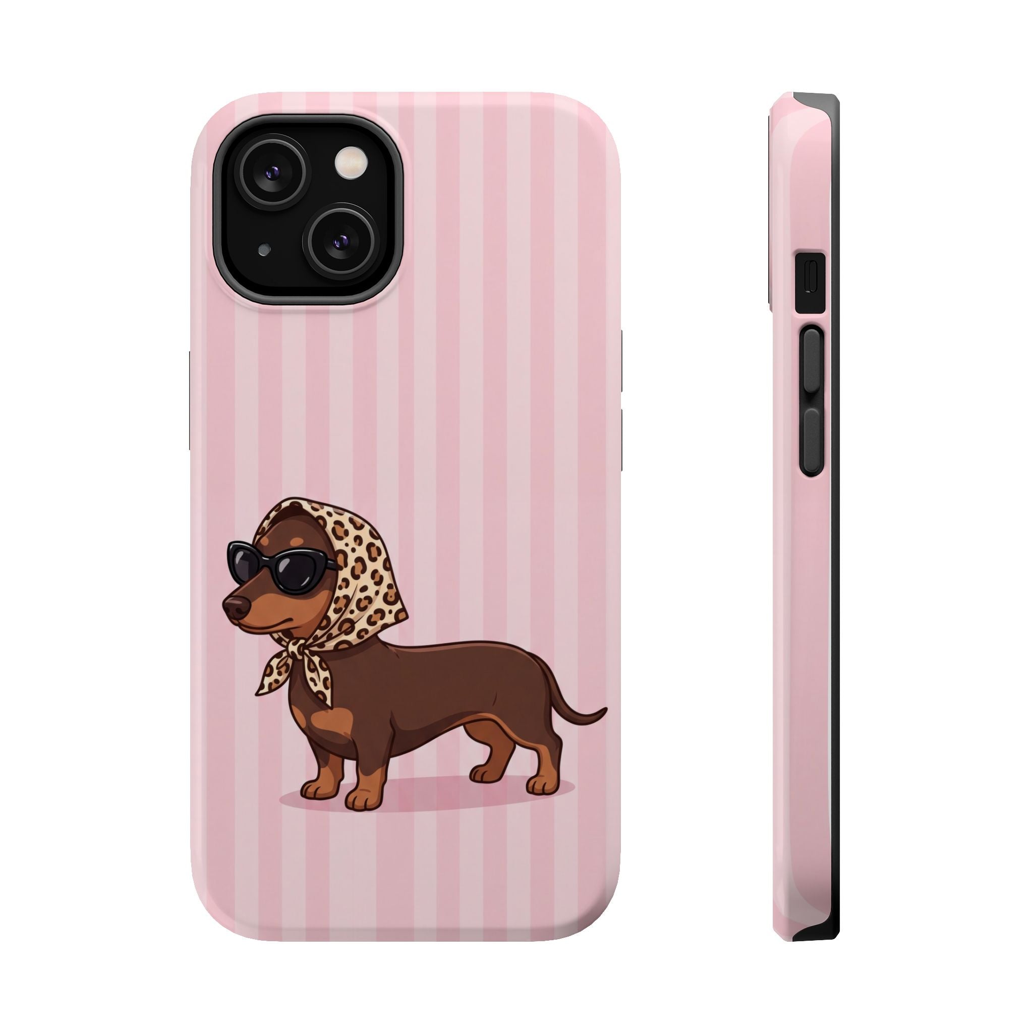 Preppy Dachshund Phone Case — Impact-Resistant Wireless Charging Cover