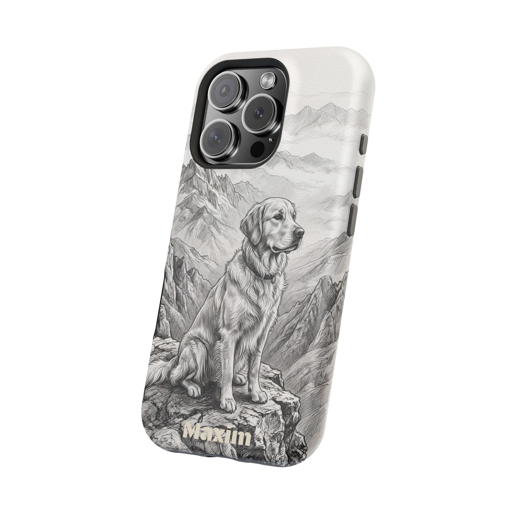 Personalized Golden Retriever Mountain Peak Phone Case — Wireless Charging Cover