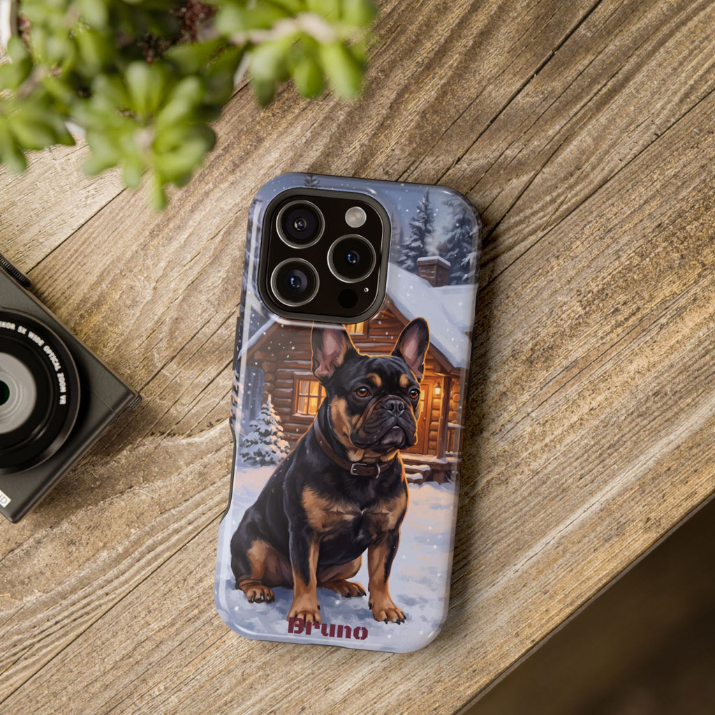 Personalized French Bulldog Cozy Cabin Phone Case — Wireless Charging Cover
