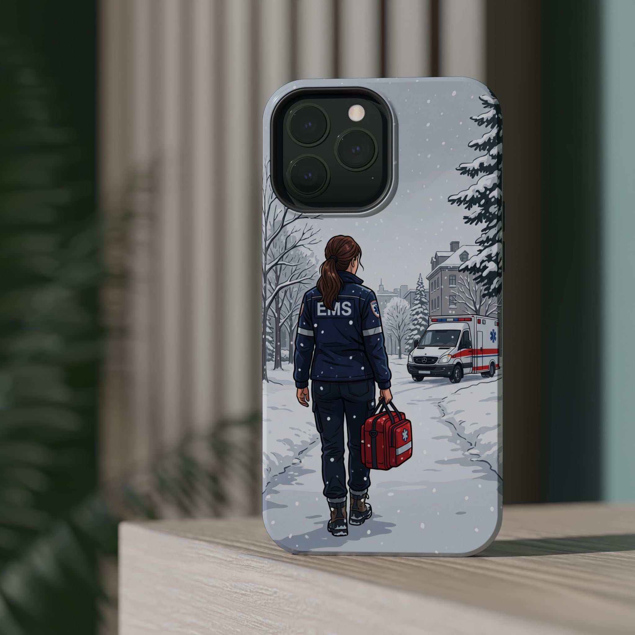Paramedic/EMT Winter Phone Case — Magnetic Wireless Charging Cover
