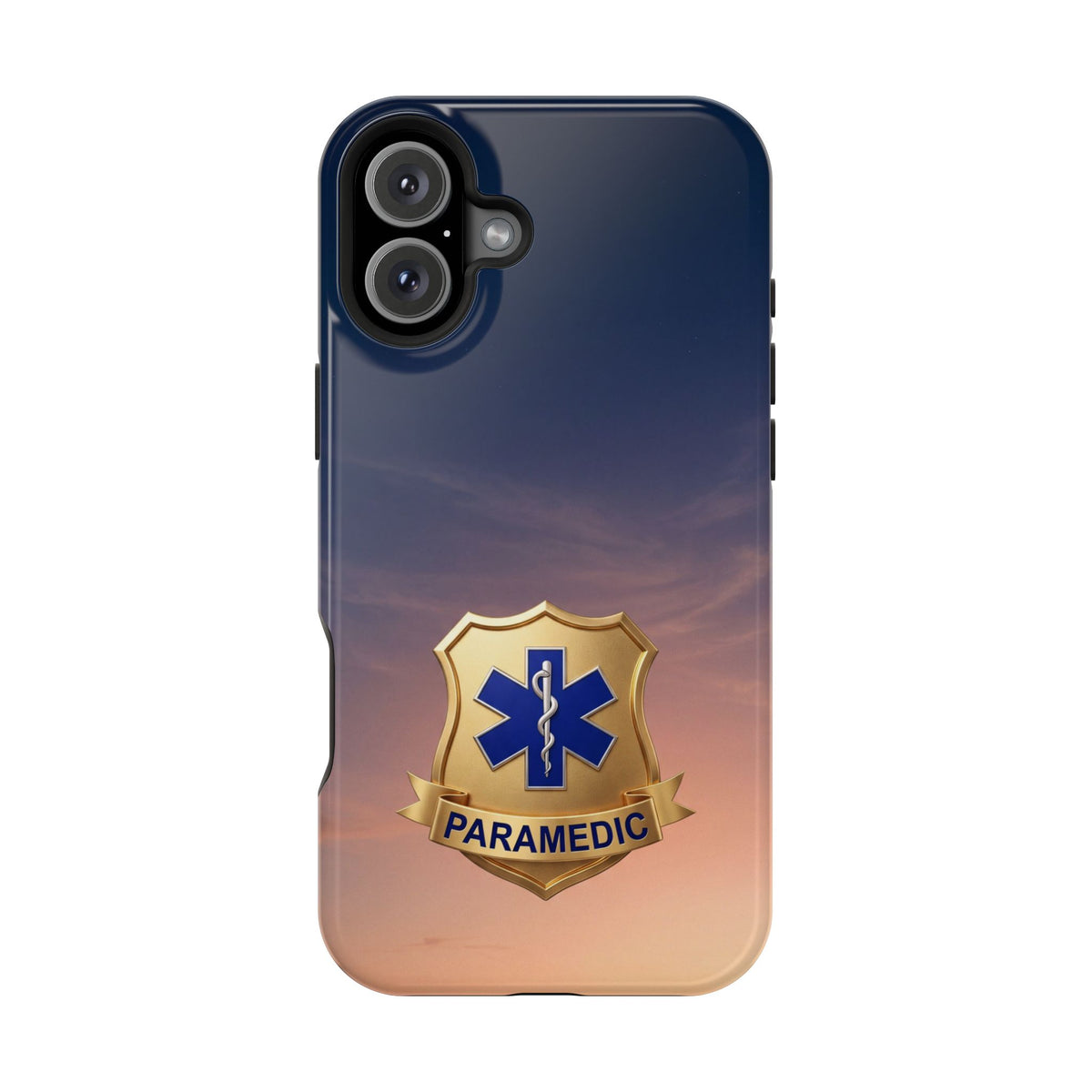Gold Paramedic Badge Sunset Sky Phone Case — Magnetic Wireless Charging Cover