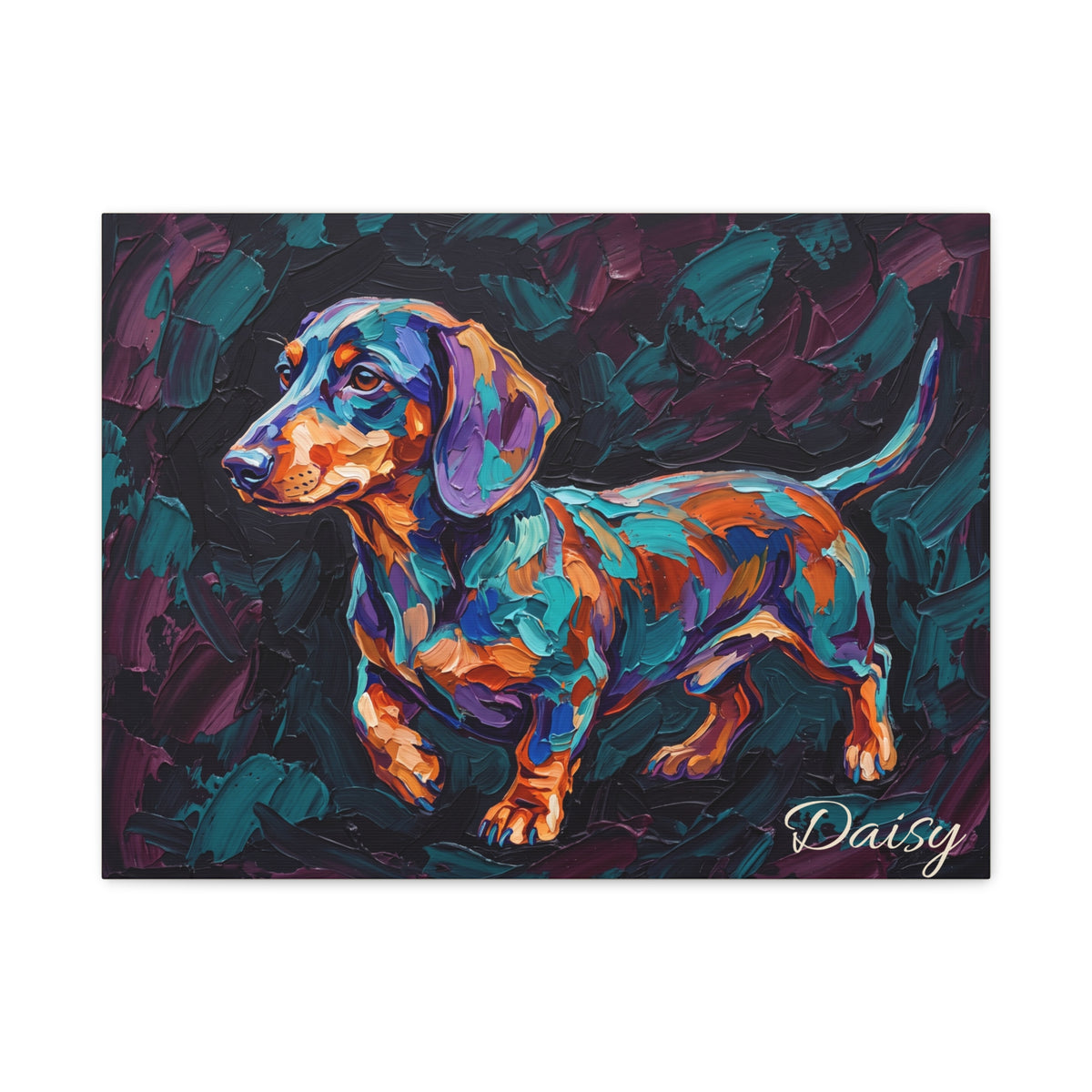 Dachshund Personalized Canvas | Palette Knife Painting Wall Art