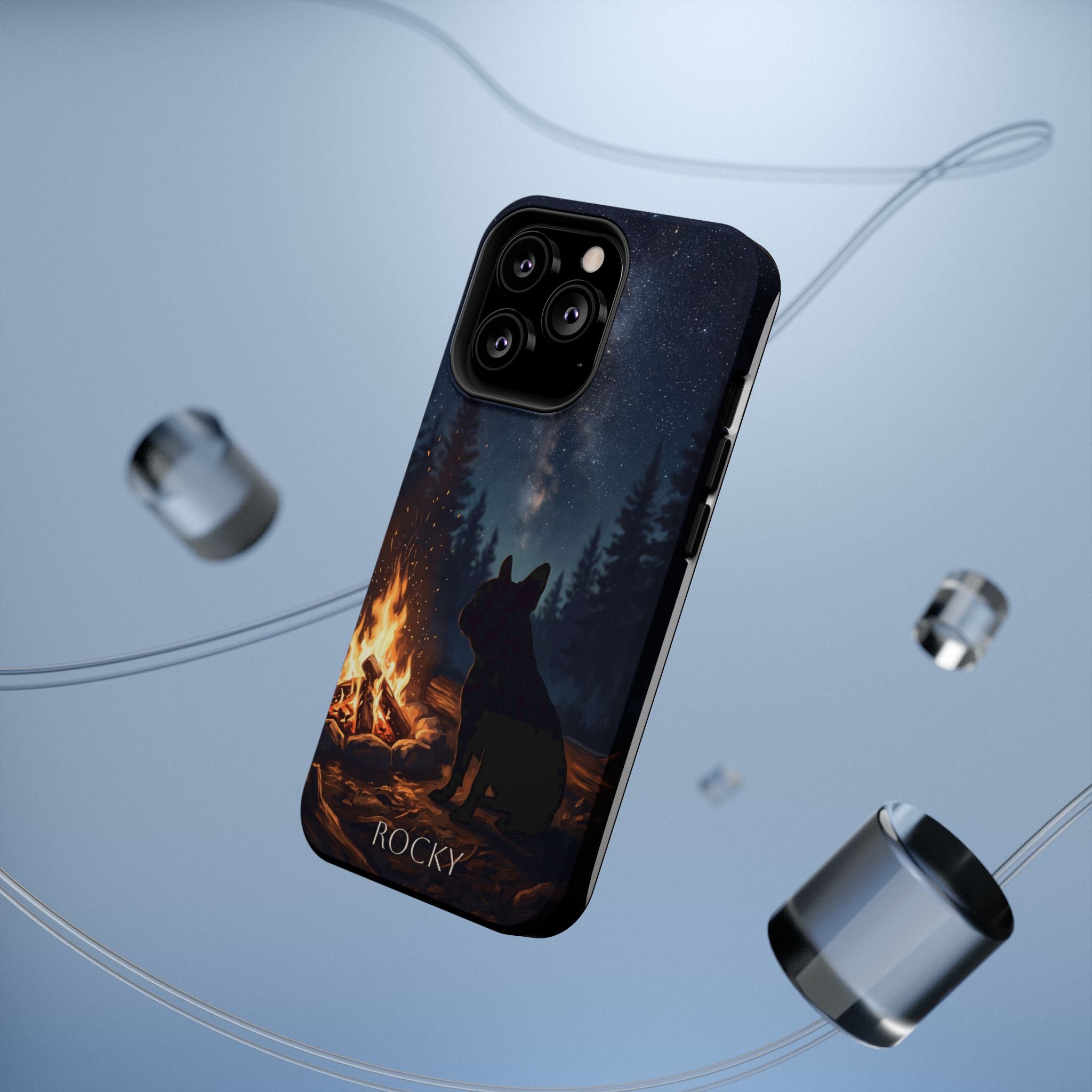 Personalized French Bulldog Campfire Phone Case — Wireless Charging Cover