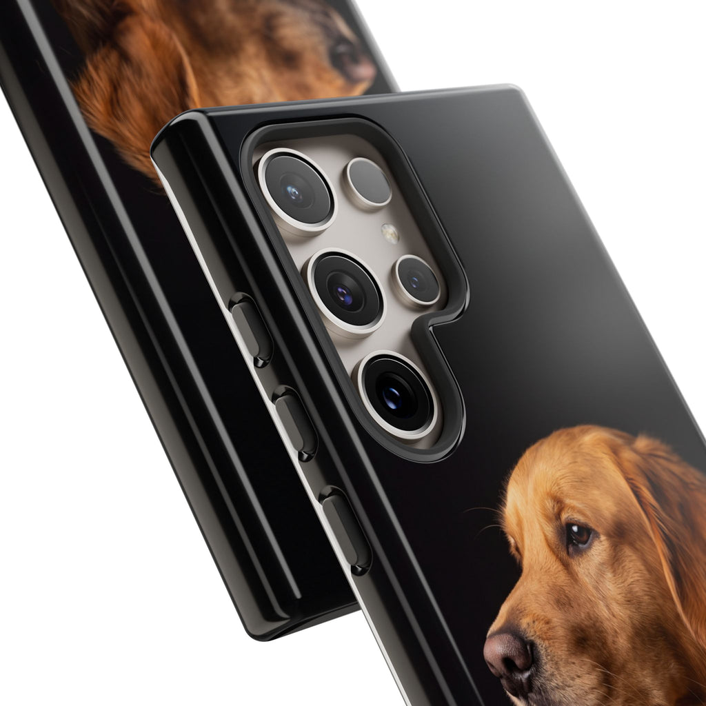 Golden Retriever Portrait Phone Case | Realistic Dog Photo on Black Background | iPhone & Samsung